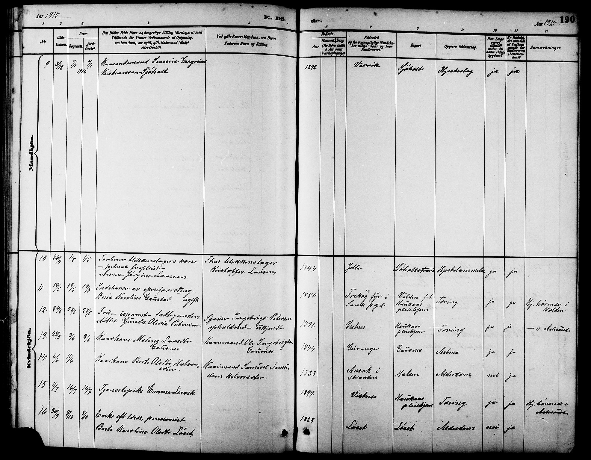 Ministerialprotokoller, klokkerbøker og fødselsregistre - Møre og Romsdal, AV/SAT-A-1454/522/L0327: Parish register (copy) no. 522C06, 1890-1915, p. 190