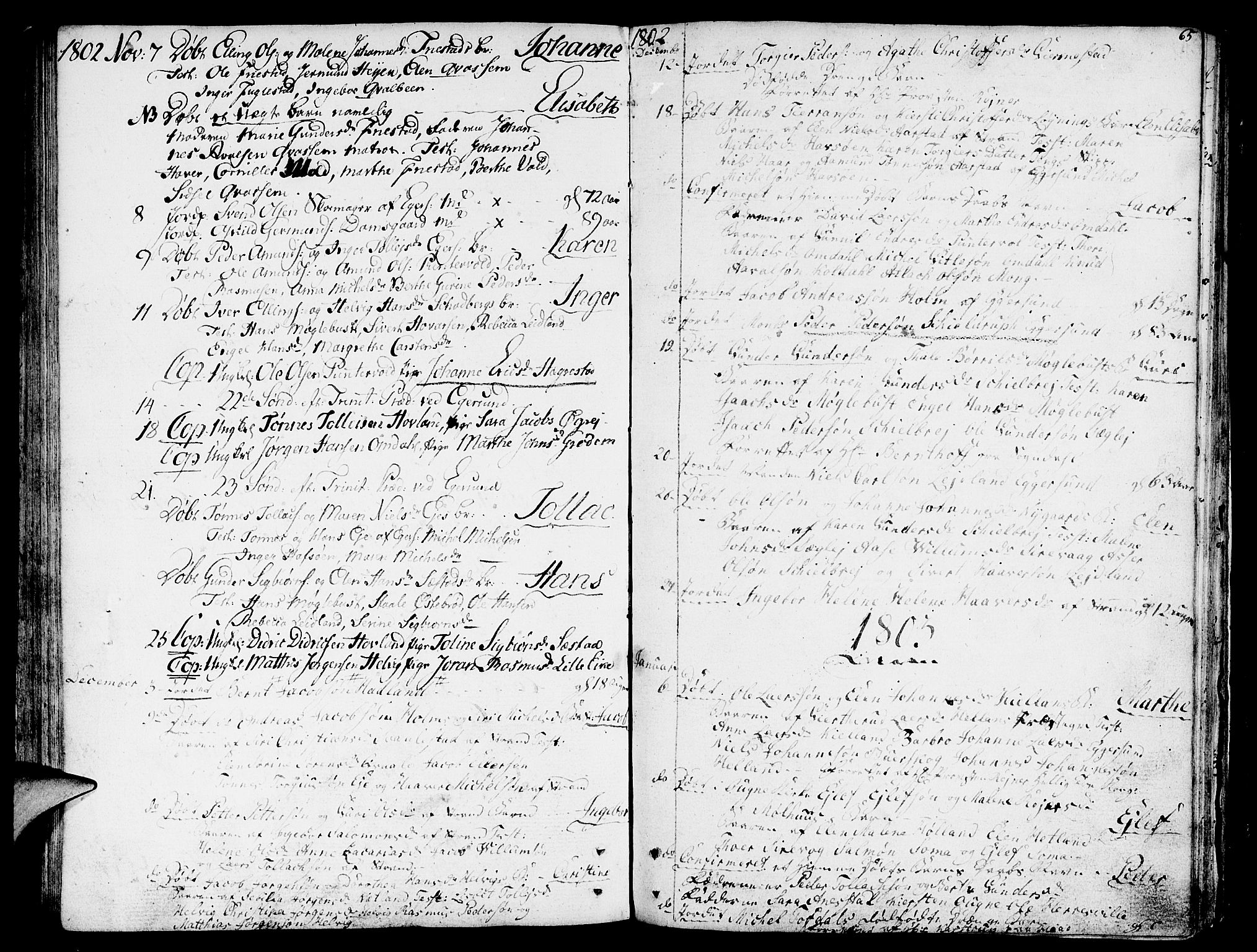 Eigersund sokneprestkontor, AV/SAST-A-101807/S08/L0005: Parish register (official) no. A 5 /1, 1790-1808, p. 65