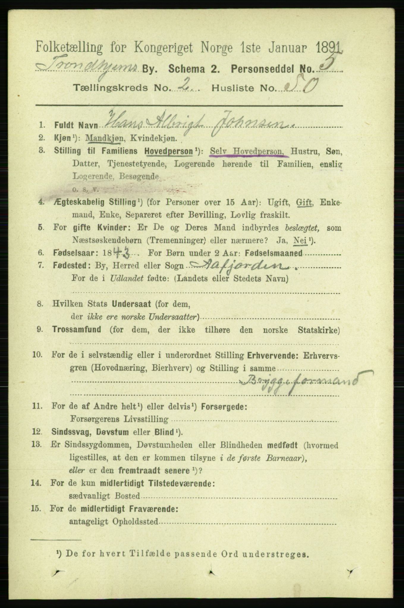 RA, 1891 census for 1601 Trondheim, 1891, p. 3675