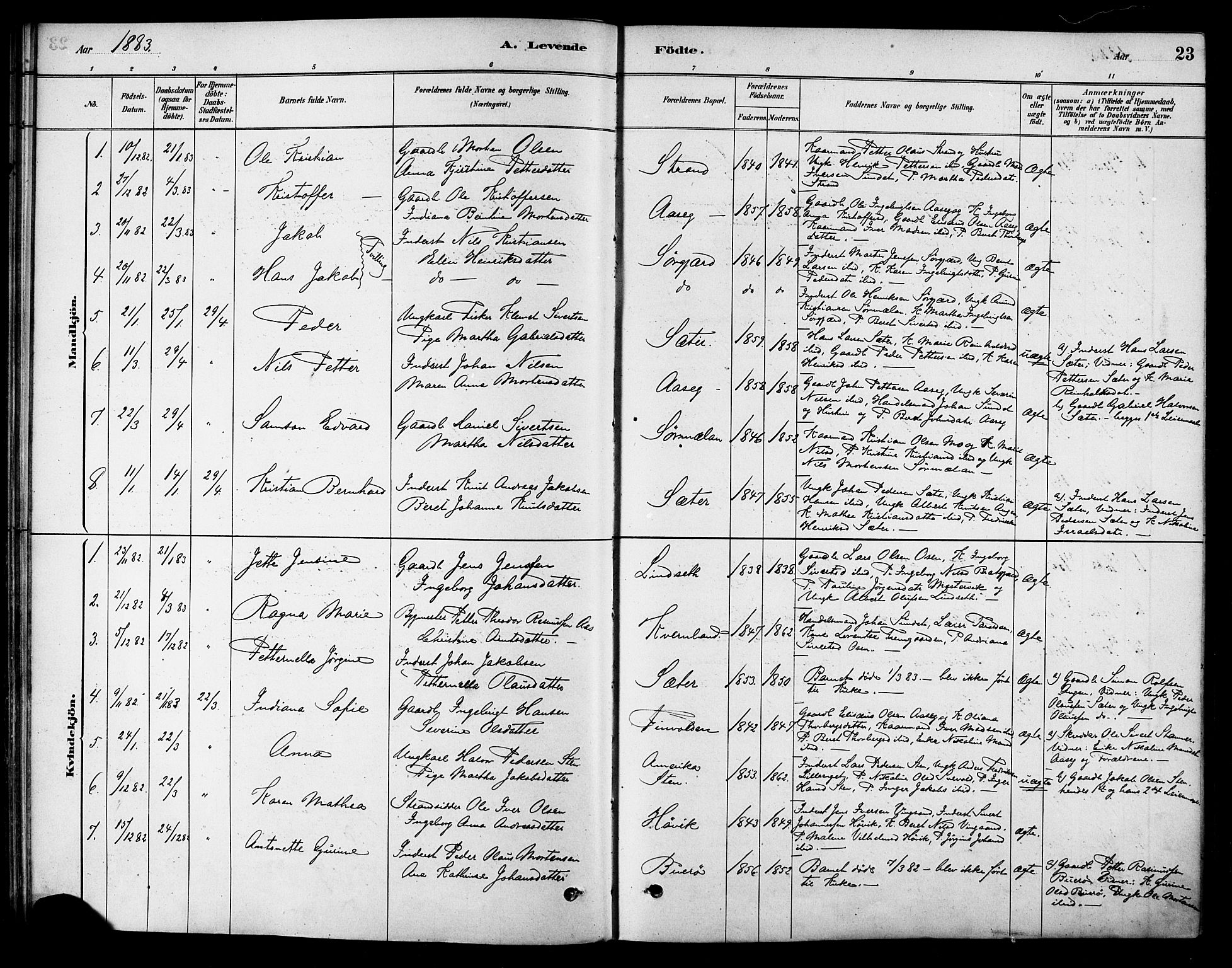 Ministerialprotokoller, klokkerbøker og fødselsregistre - Sør-Trøndelag, SAT/A-1456/658/L0722: Parish register (official) no. 658A01, 1879-1896, p. 23