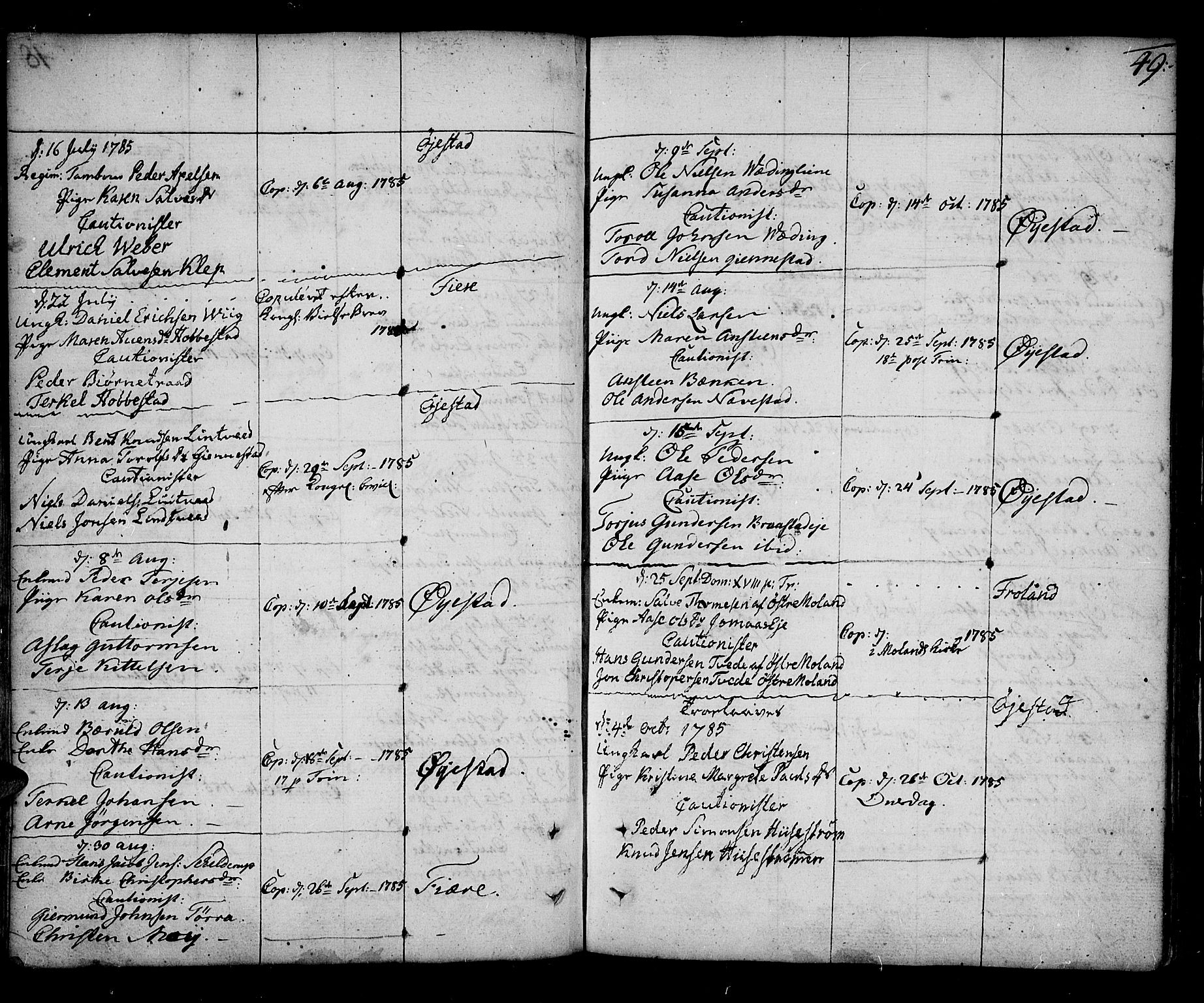 Øyestad sokneprestkontor, AV/SAK-1111-0049/F/Fa/L0009: Parish register (official) no. A 9, 1778-1808, p. 49