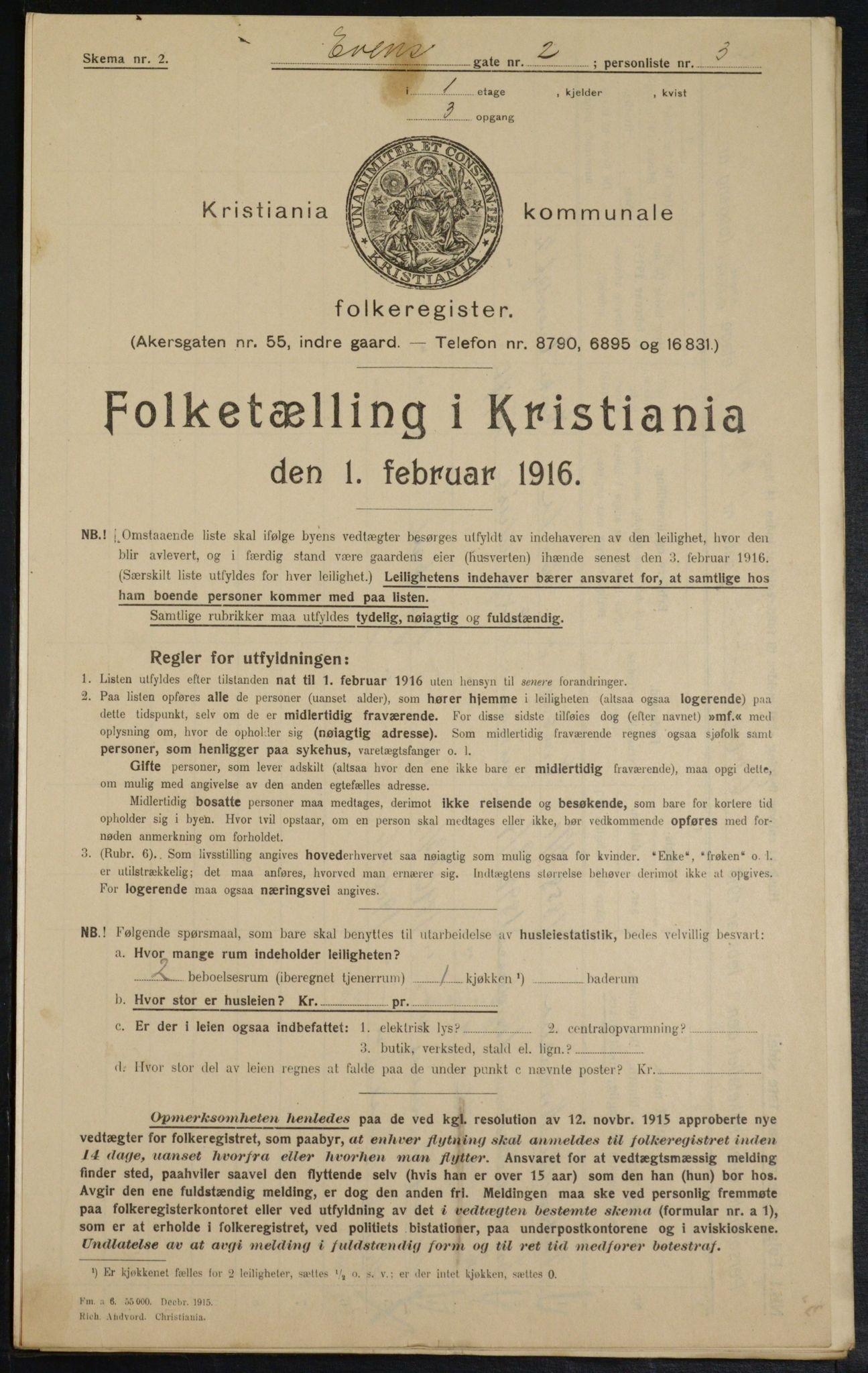 OBA, Municipal Census 1916 for Kristiania, 1916, p. 23253