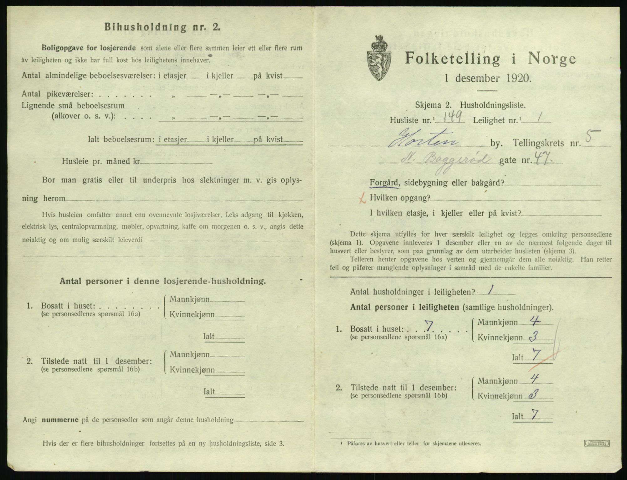 SAKO, 1920 census for Horten, 1920, p. 6171