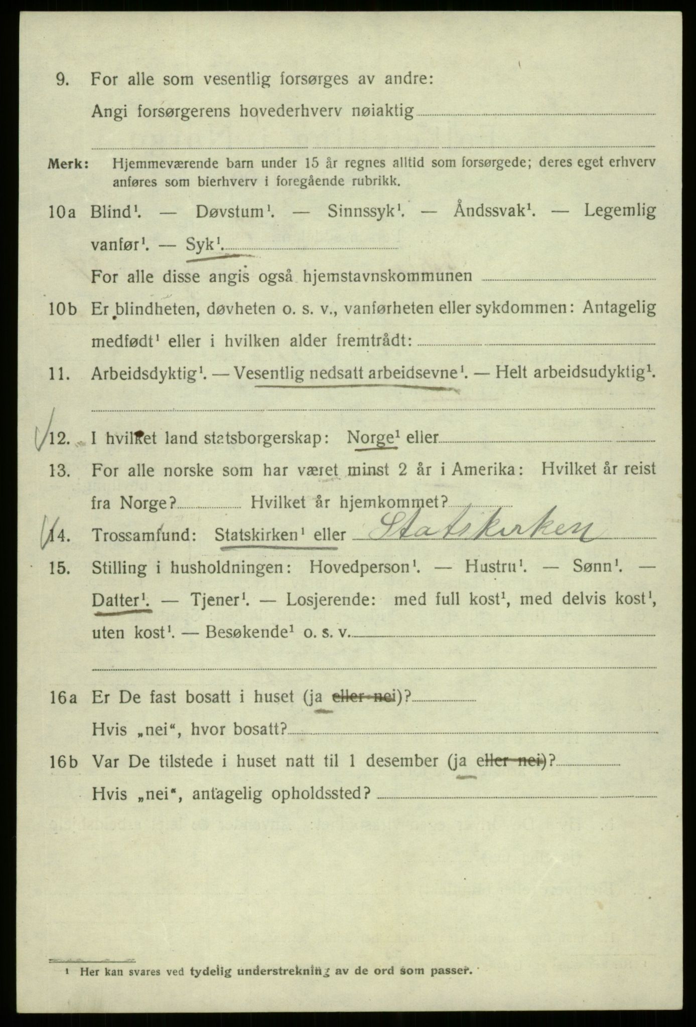 SAB, 1920 census for Bergen, 1920, p. 104395