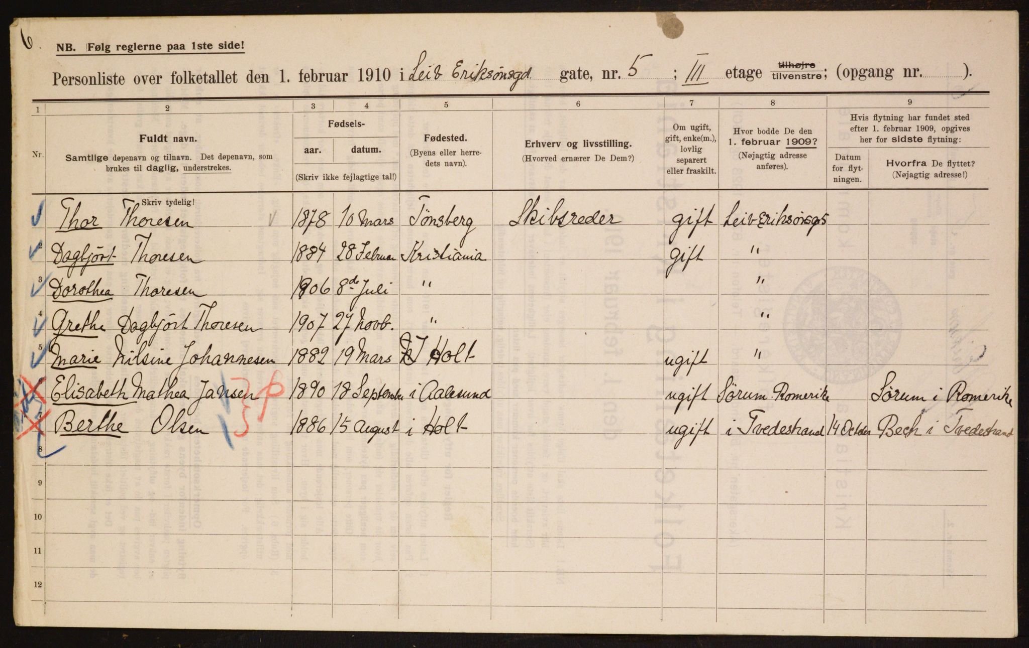 OBA, Municipal Census 1910 for Kristiania, 1910, p. 55499