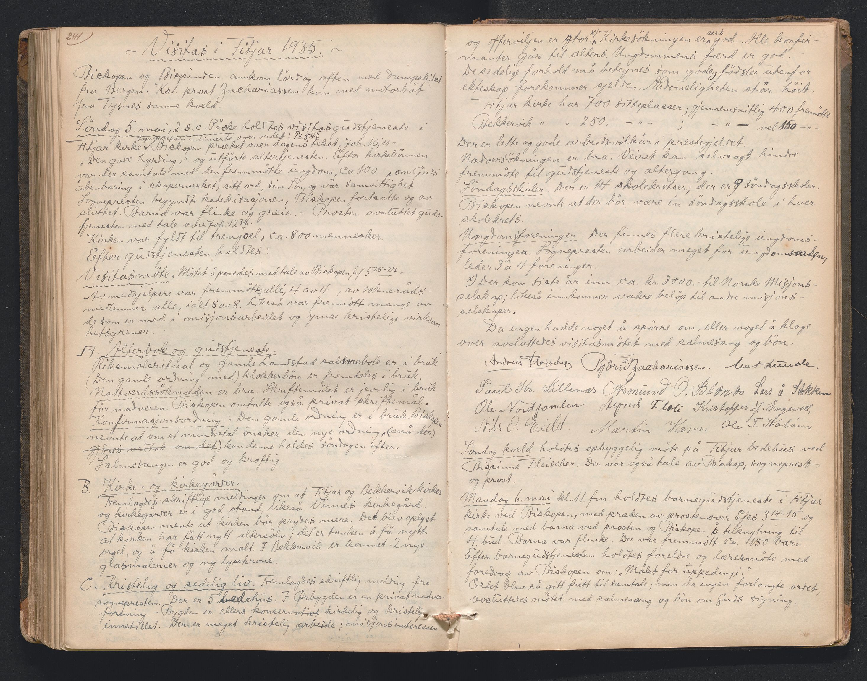 Nordre Sunnhordland prosti, AV/SAB-A-99912/F/L0001: Visitasprotokoll , 1860-1959, p. 241