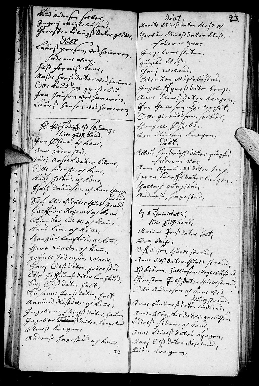 Holt sokneprestkontor, AV/SAK-1111-0021/F/Fb/L0001: Parish register (copy) no. B 1, 1699-1705, p. 23