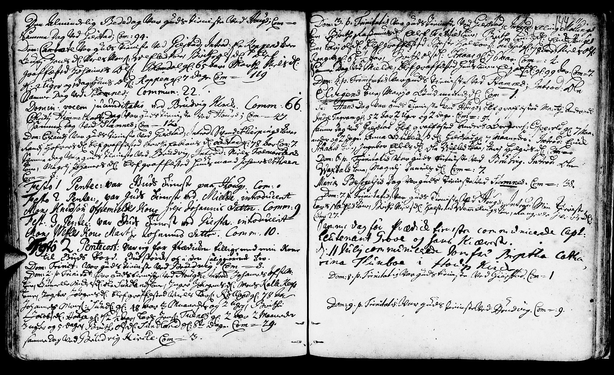 Haus sokneprestembete, AV/SAB-A-75601/H/Haa: Parish register (official) no. A 4, 1723-1733, p. 144