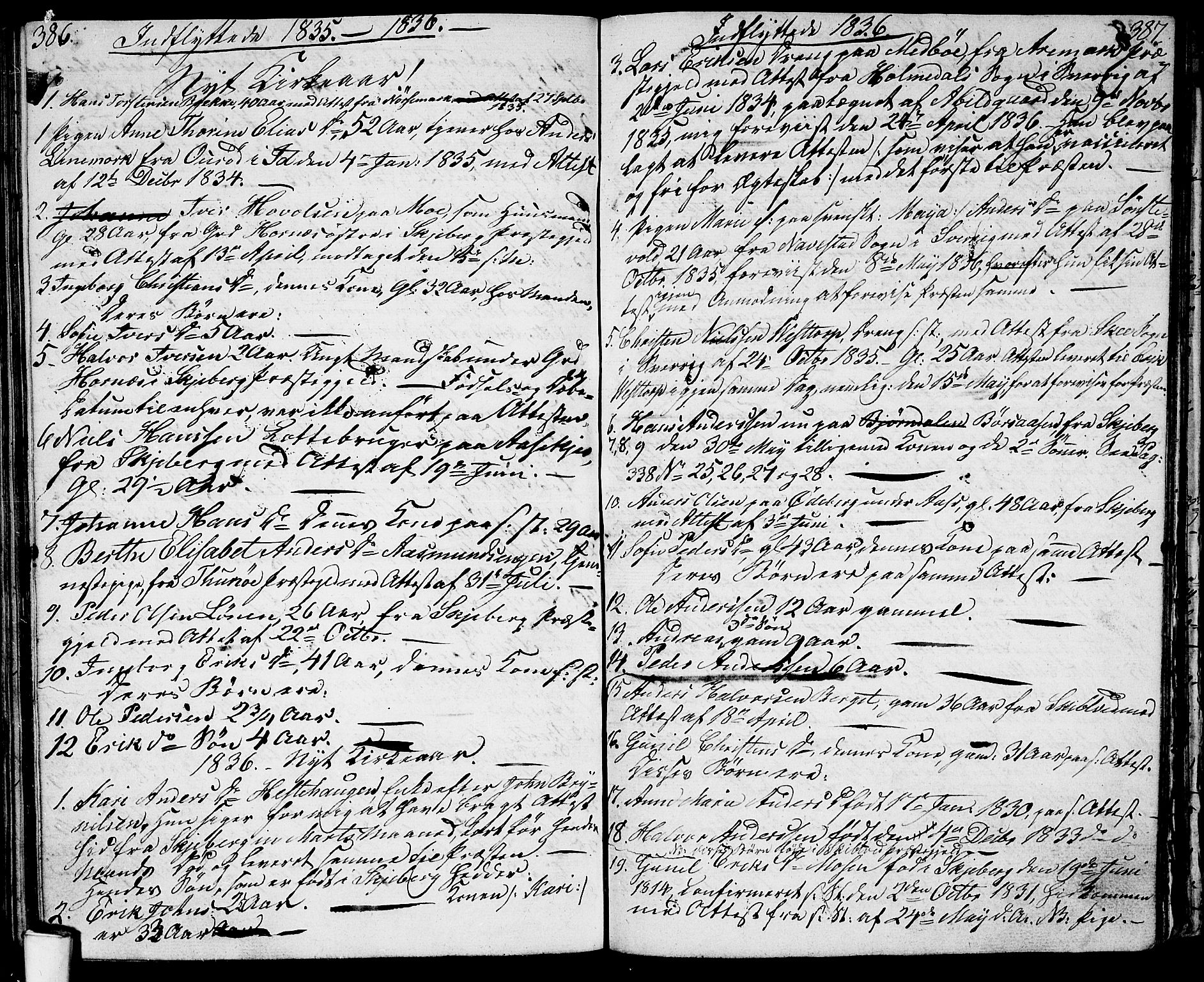 Berg prestekontor Kirkebøker, SAO/A-10902/G/Ga/L0002: Parish register (copy) no. I 2, 1832-1844, p. 386-387