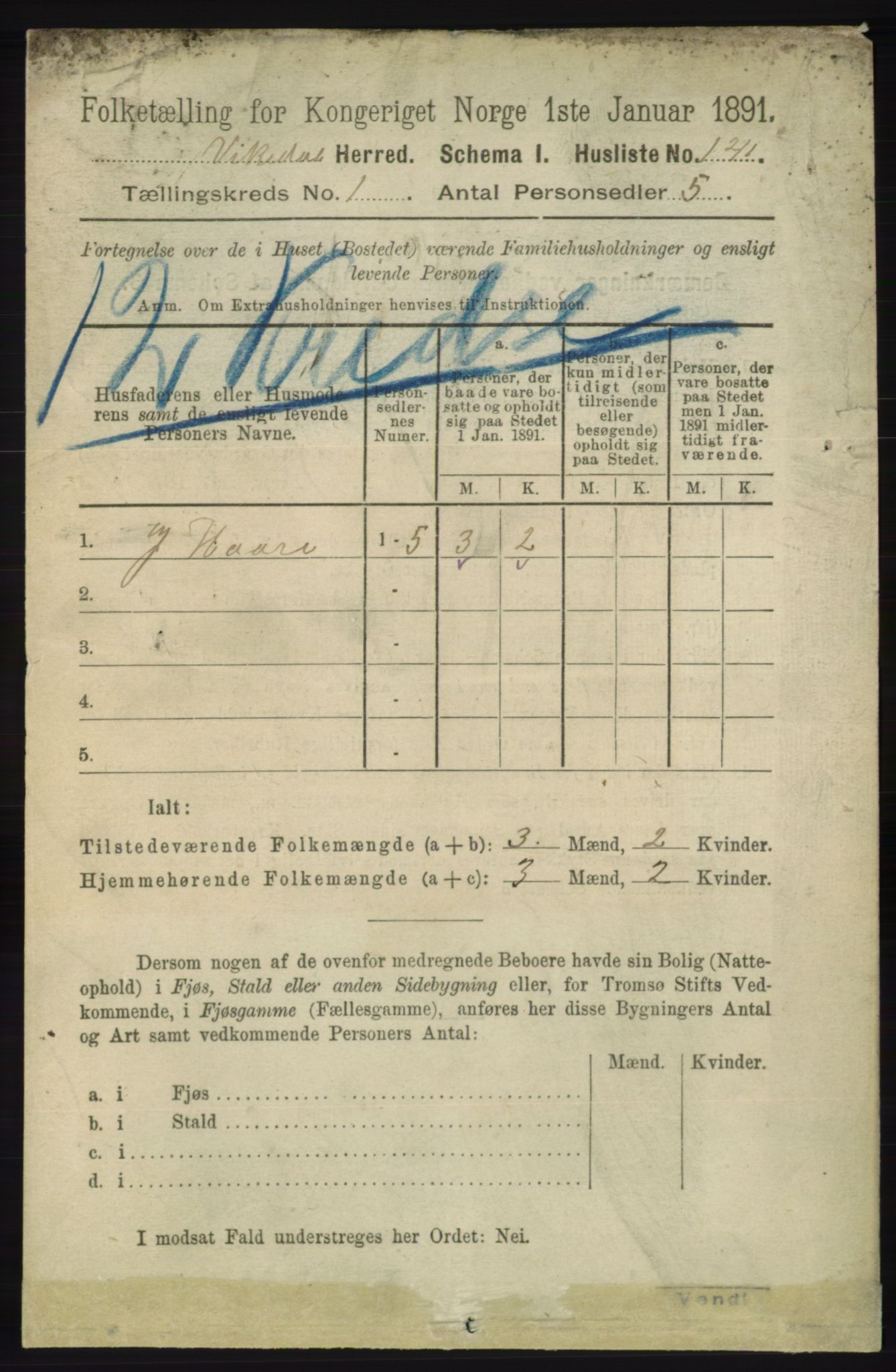 RA, 1891 census for 1157 Vikedal, 1891, p. 31