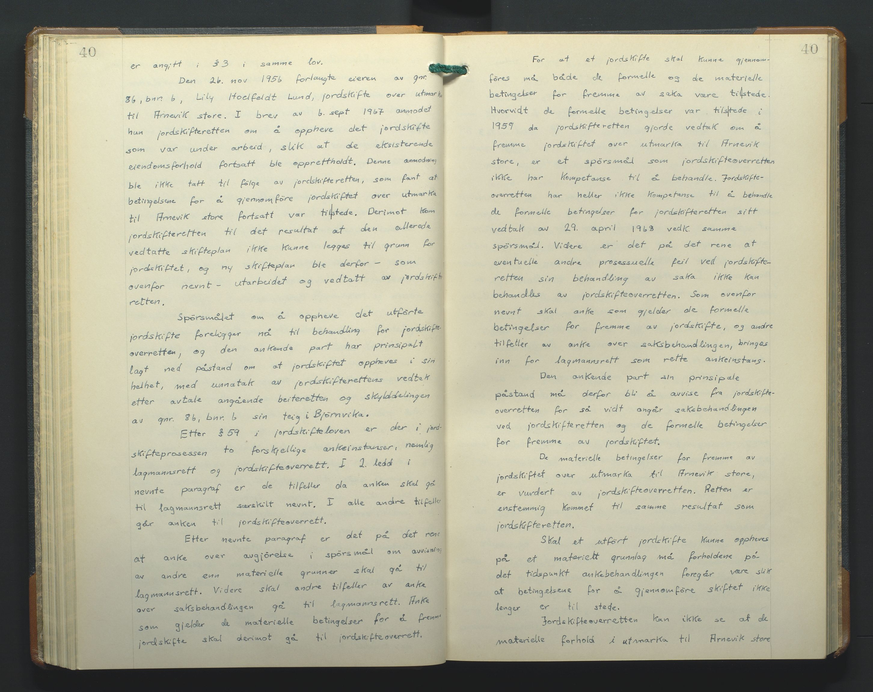 Jordskifteoverdommeren i Agder og Rogaland, AV/SAK-1541-0001/F/Fa/Faa/L0003: Overutskiftningsprotokoll Sand sorenskriveri nr 3, 1927-1974, p. 40