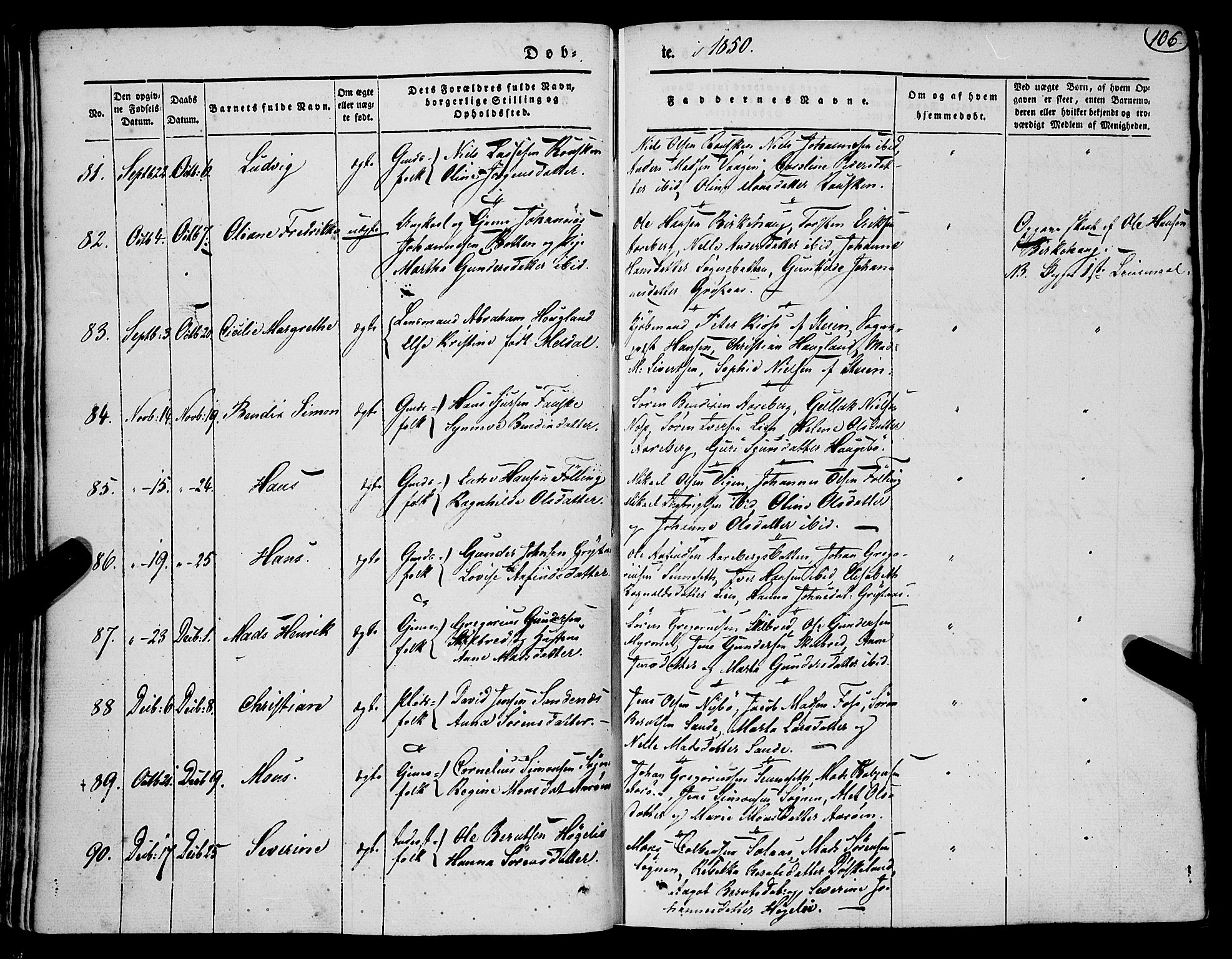 Gaular sokneprestembete, AV/SAB-A-80001/H/Haa: Parish register (official) no. A 4I, 1840-1859, p. 106