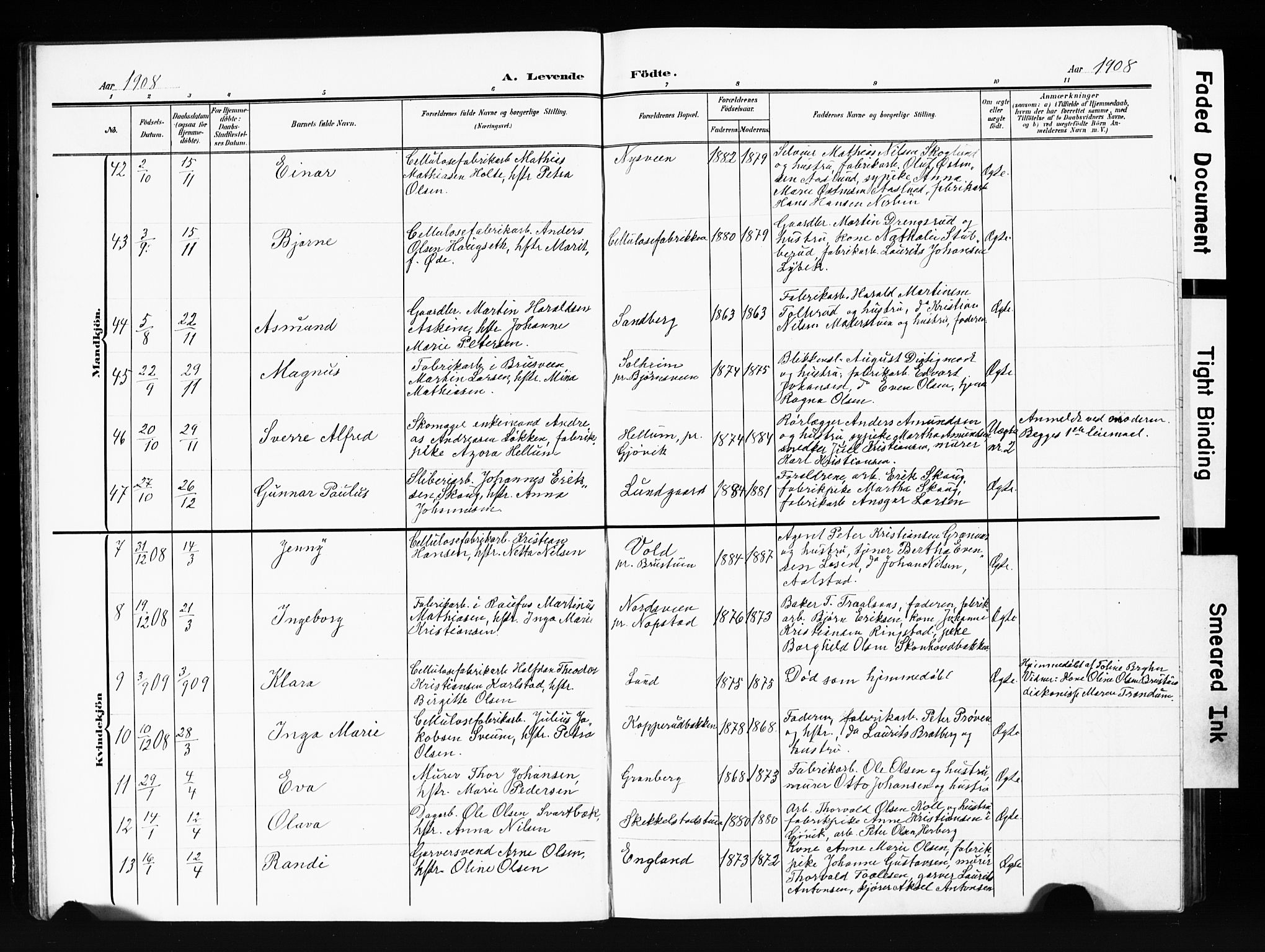 Vardal prestekontor, AV/SAH-PREST-100/H/Ha/Hab/L0013: Parish register (copy) no. 13, 1904-1915