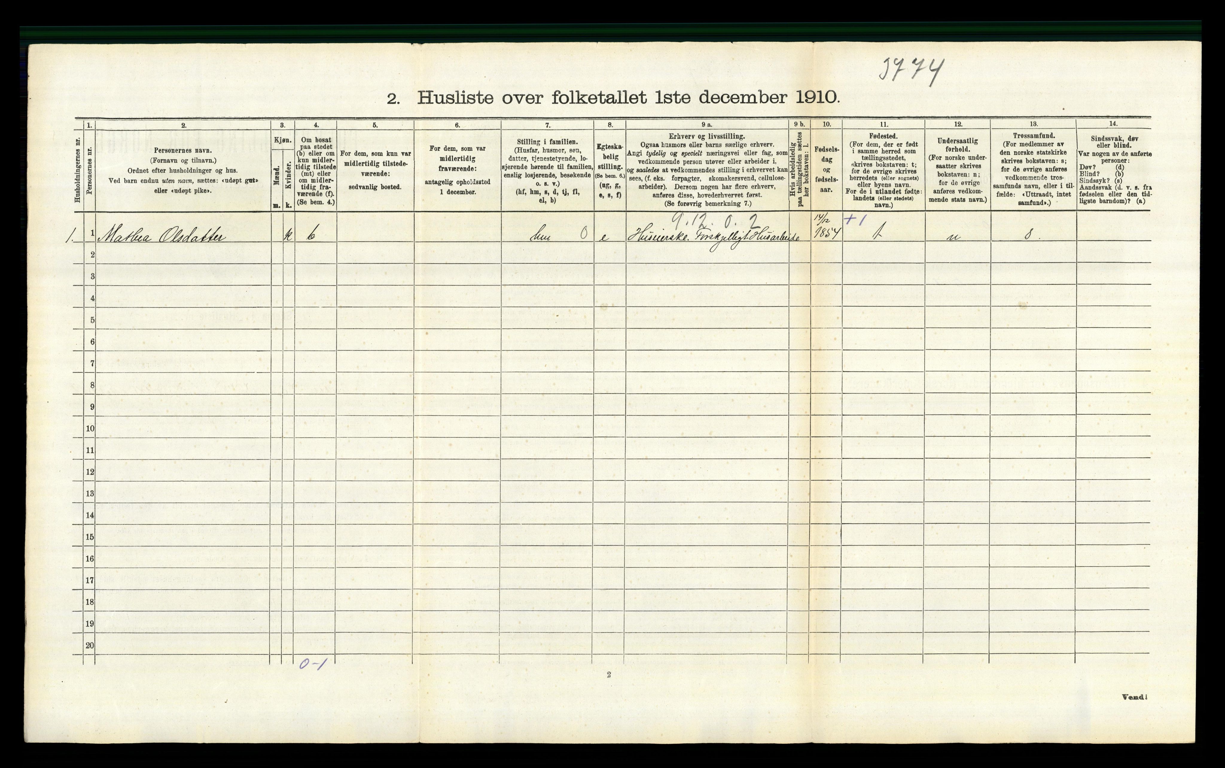 RA, 1910 census for Kolbu, 1910, p. 739