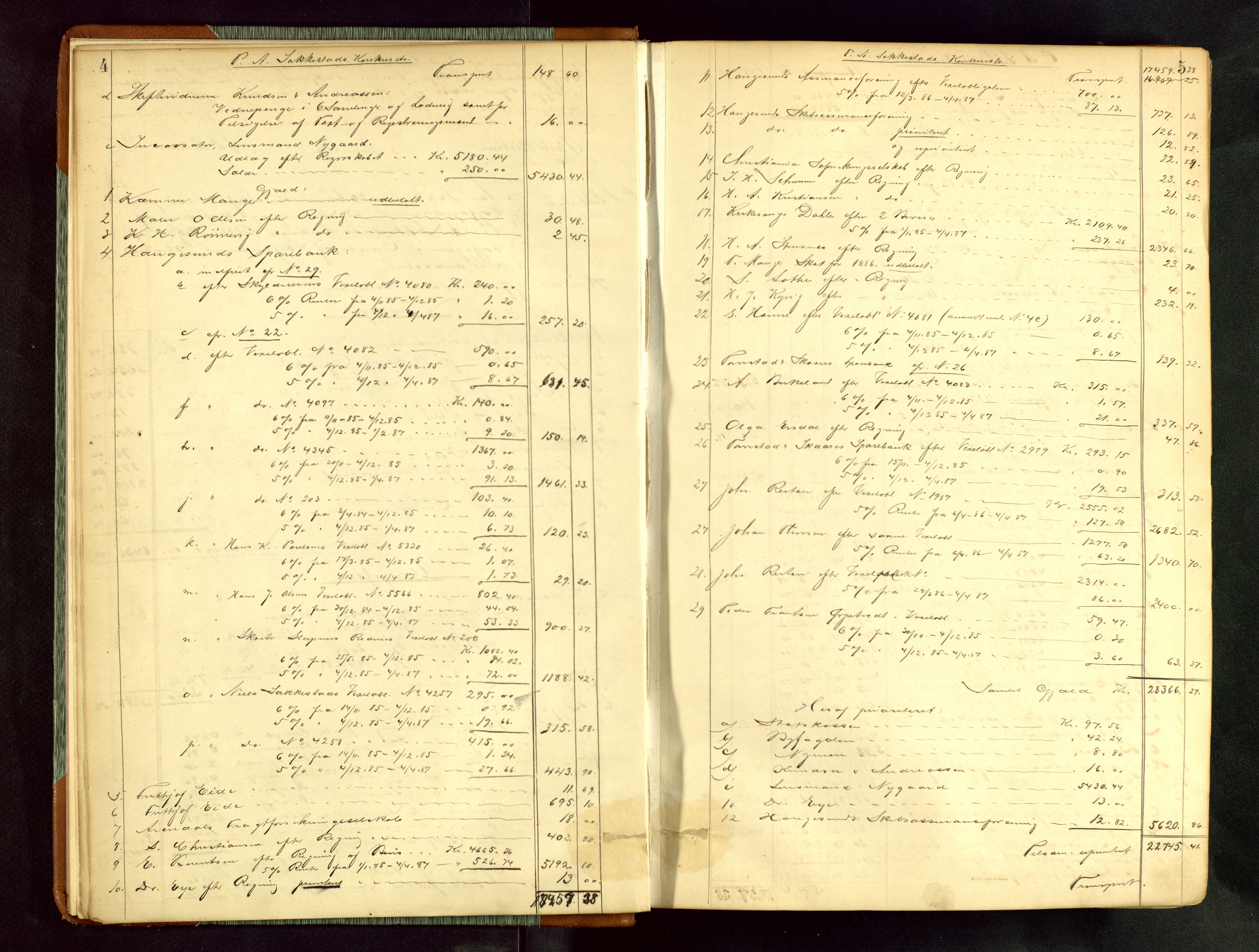 Haugesund tingrett, AV/SAST-A-101415/01/IV/IVA/L0005: Skifteprotokoll med register, 1887-1900, p. 4-5