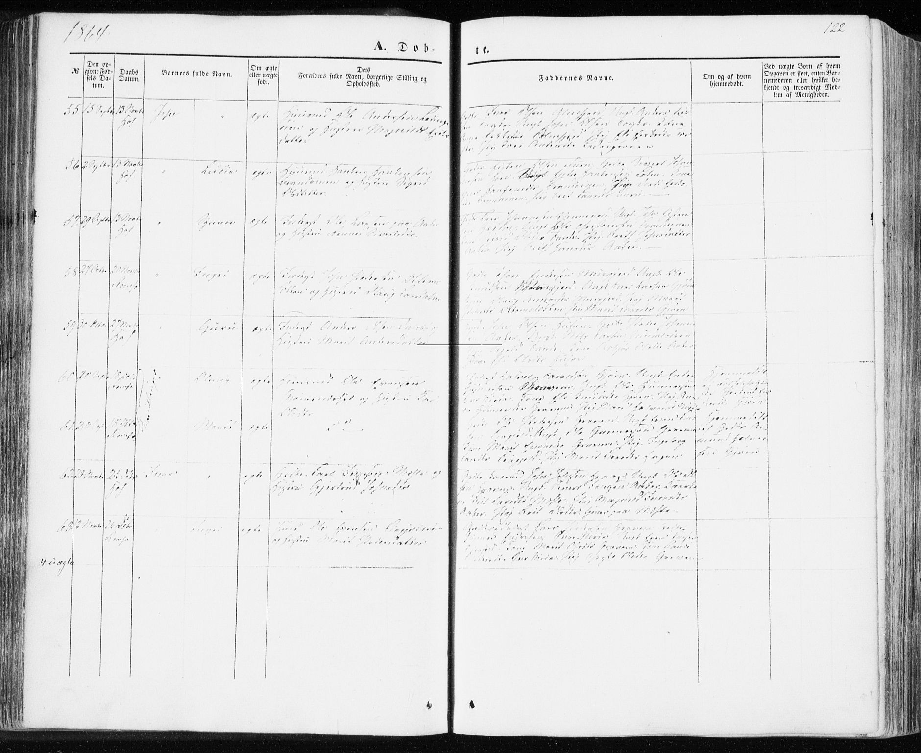 Ministerialprotokoller, klokkerbøker og fødselsregistre - Møre og Romsdal, SAT/A-1454/590/L1013: Parish register (official) no. 590A05, 1847-1877, p. 122