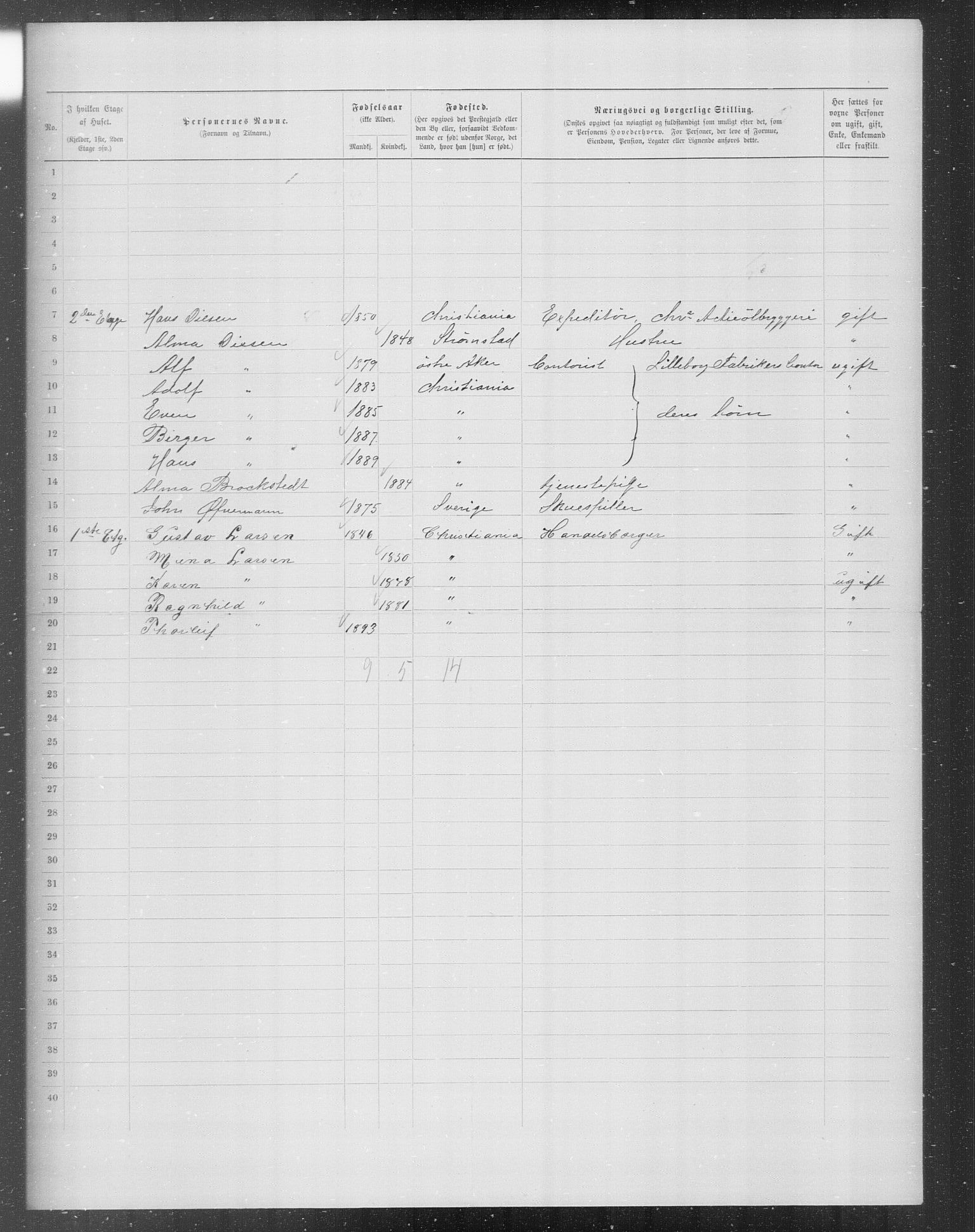 OBA, Municipal Census 1899 for Kristiania, 1899, p. 6957