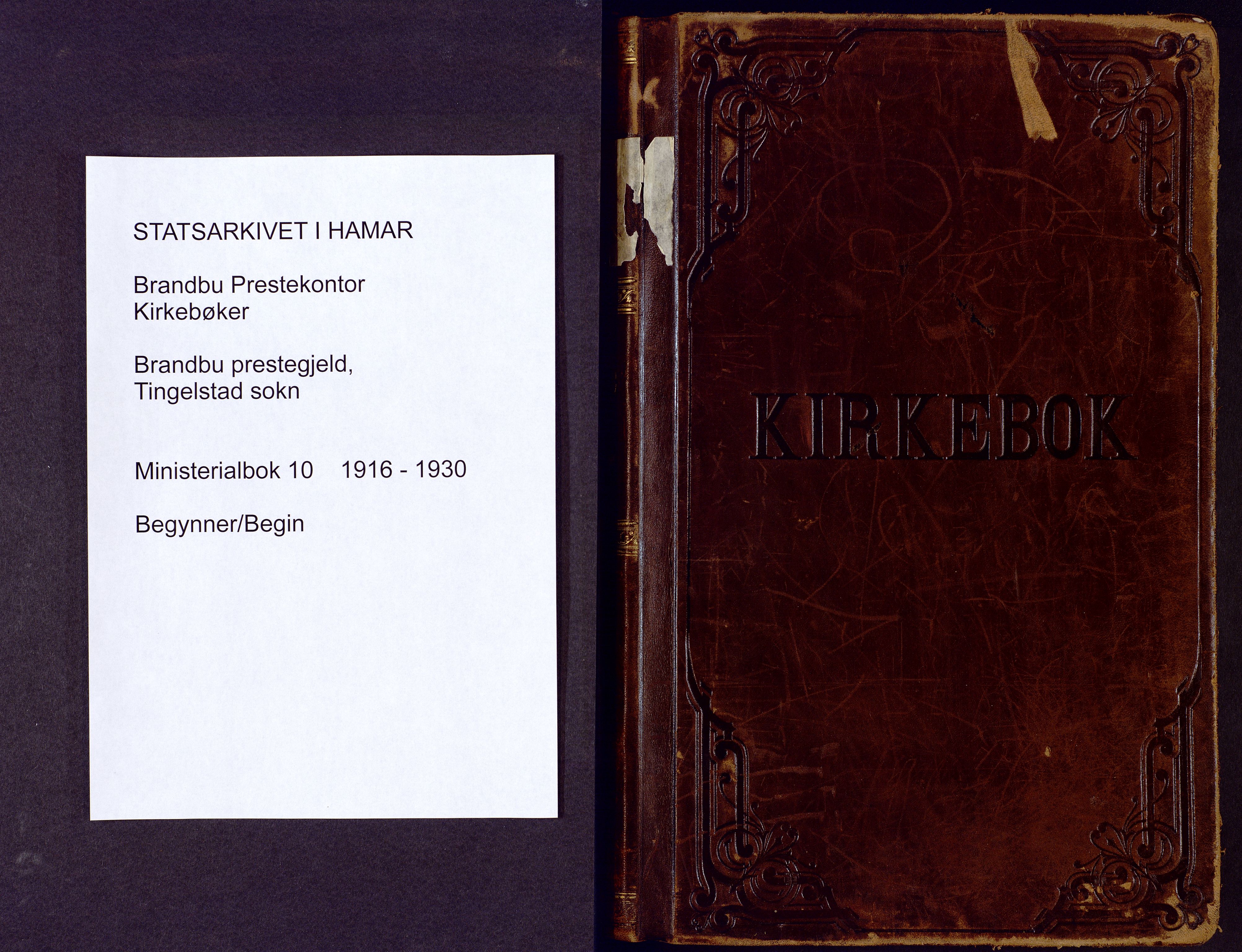 Brandbu prestekontor, SAH/PREST-114/H/Ha/Hab/L0010: Parish register (copy) no. 10, 1916-1930