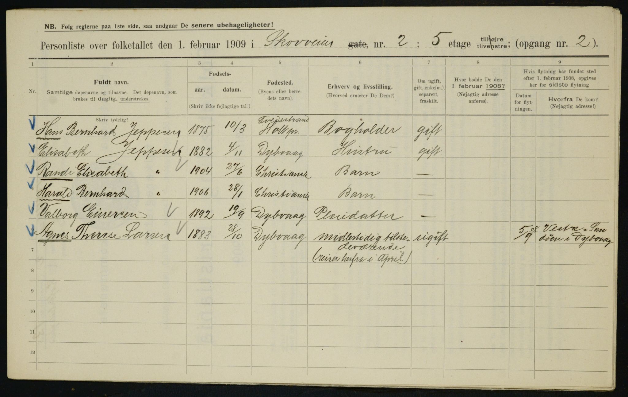 OBA, Municipal Census 1909 for Kristiania, 1909, p. 87425