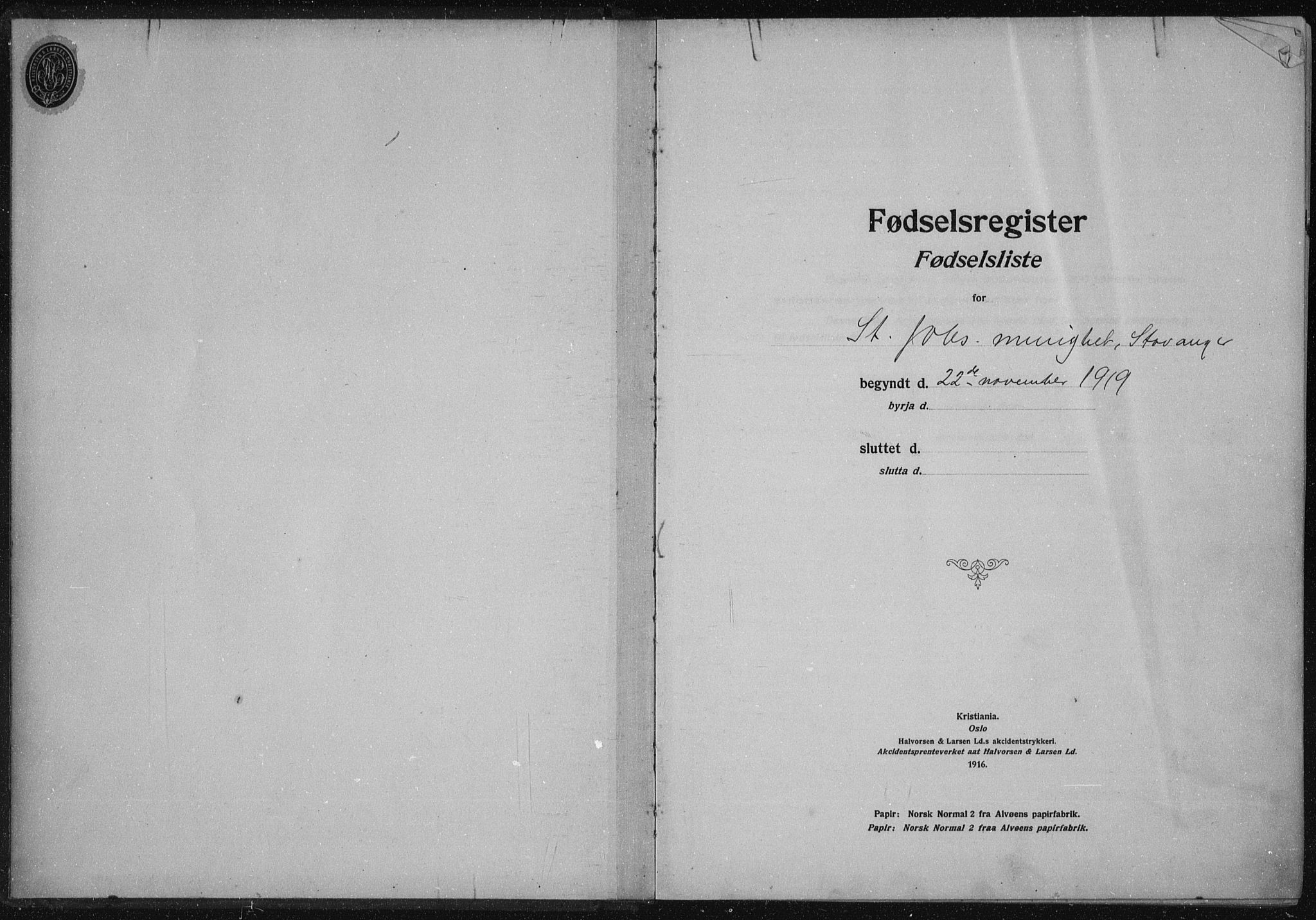 St. Johannes sokneprestkontor, SAST/A-101814/002/A/L0002: Birth register no. 2, 1919-1924