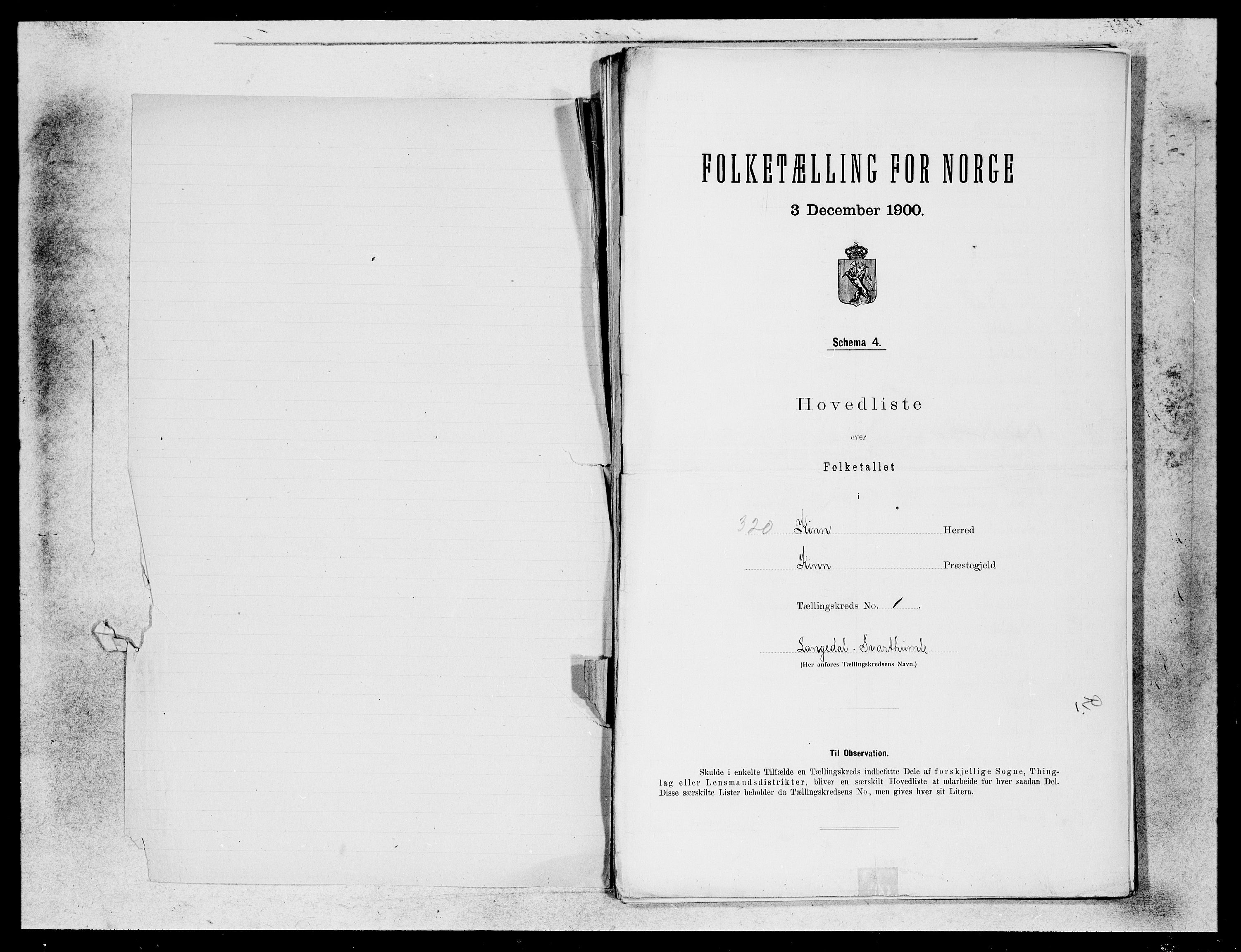 SAB, 1900 census for Kinn, 1900, p. 1