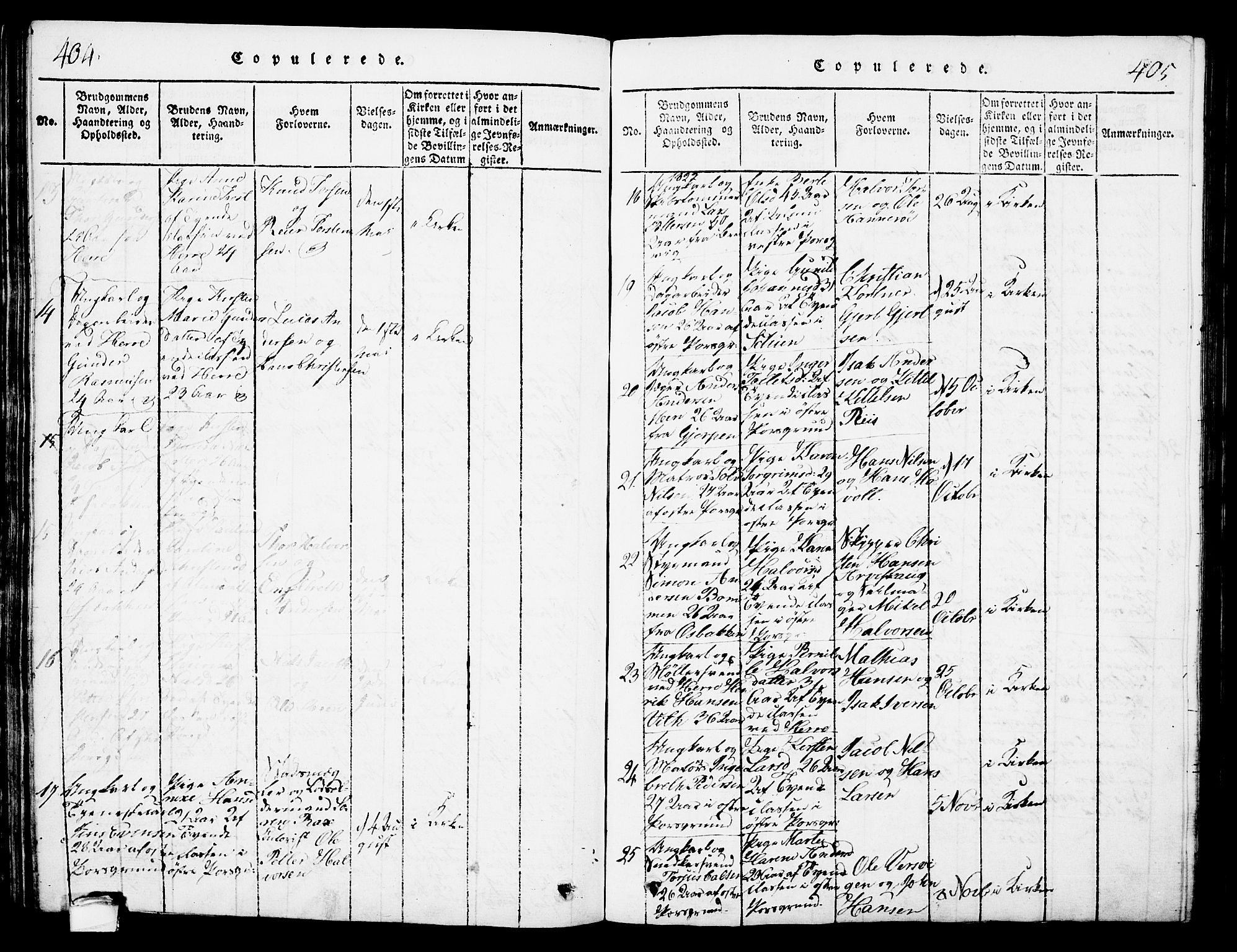 Porsgrunn kirkebøker , SAKO/A-104/G/Gb/L0001: Parish register (copy) no. II 1, 1817-1828, p. 404-405