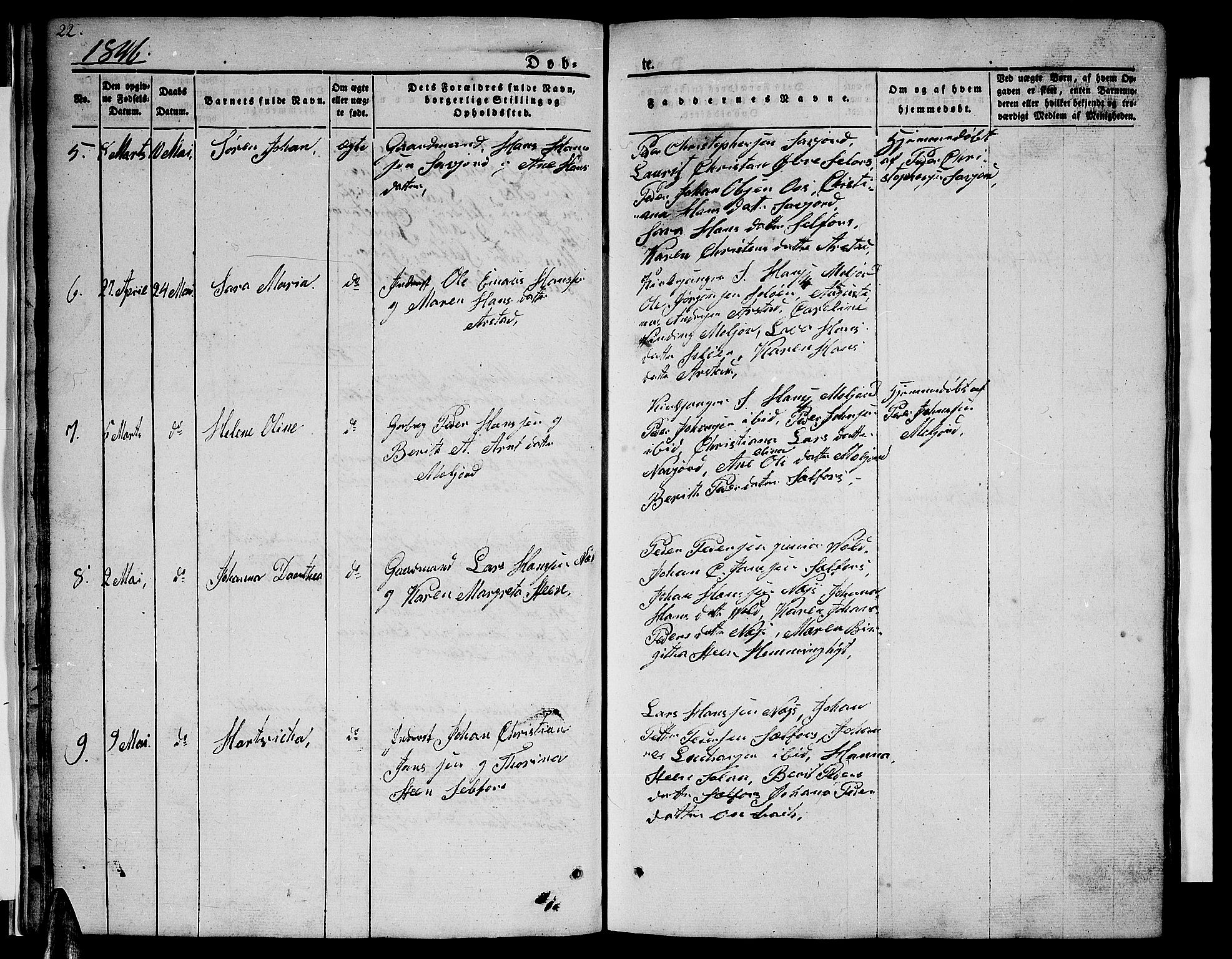 Ministerialprotokoller, klokkerbøker og fødselsregistre - Nordland, AV/SAT-A-1459/846/L0652: Parish register (copy) no. 846C02, 1841-1871, p. 22