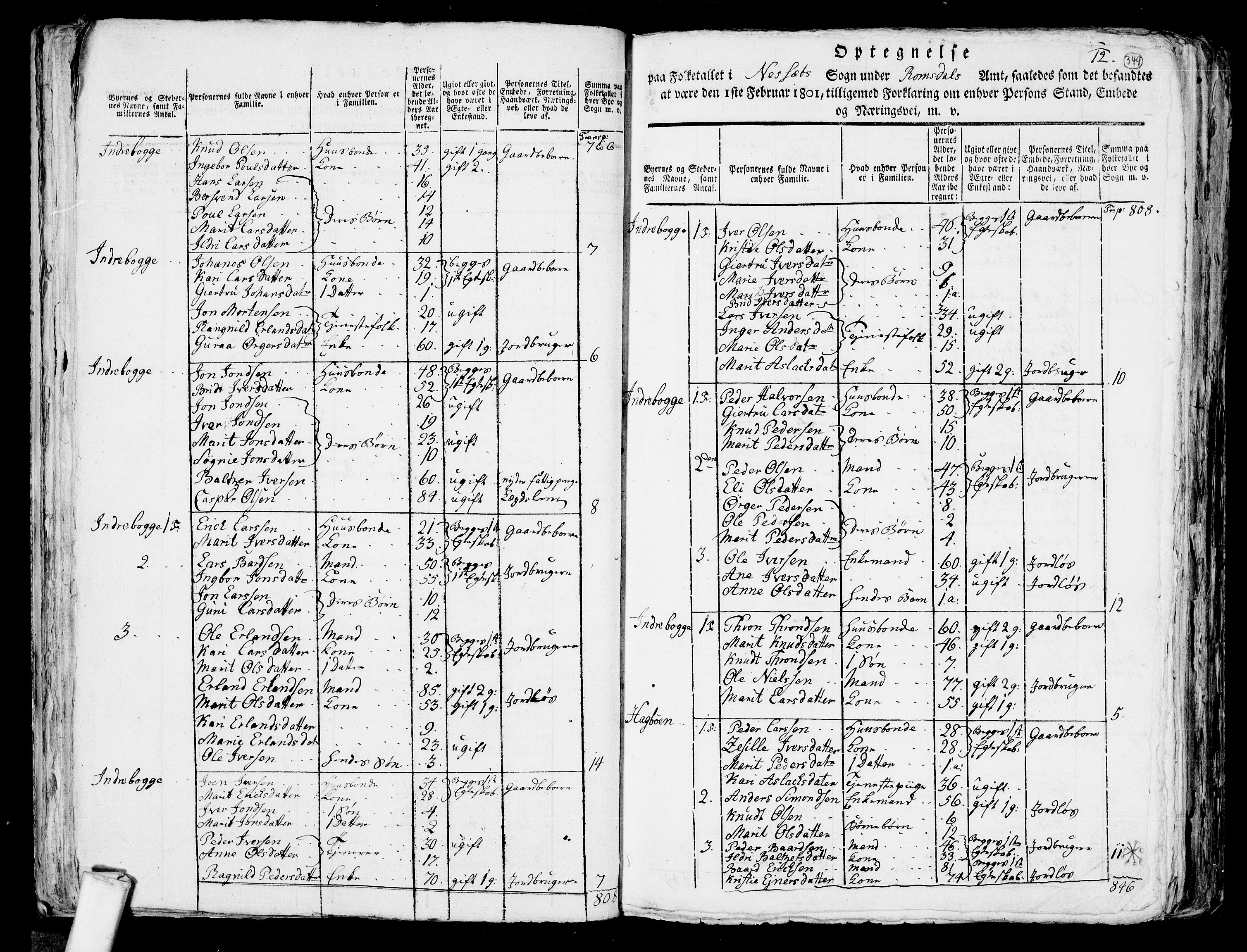RA, 1801 census for 1543P Nesset, 1801, p. 348b-349a