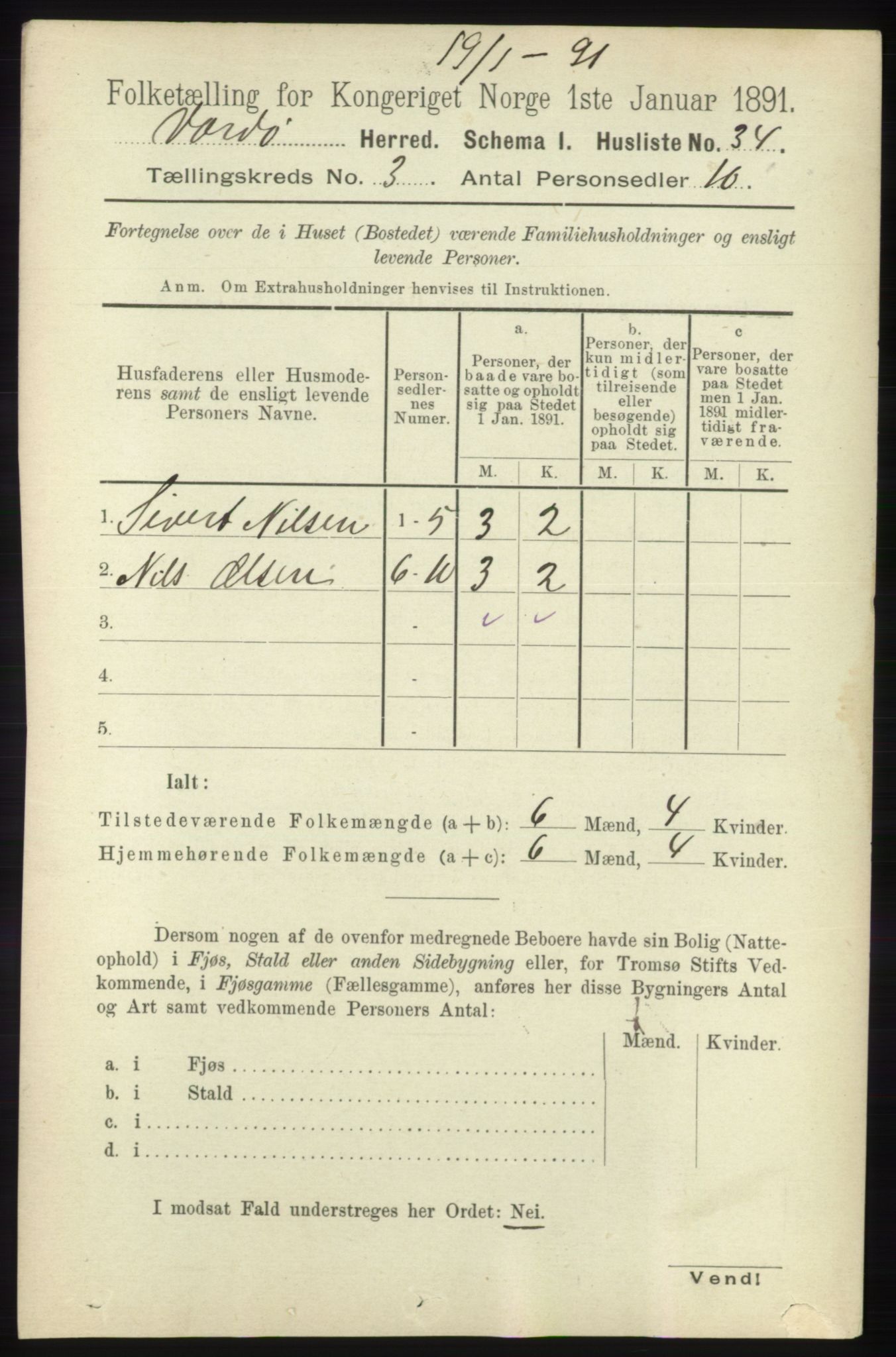 RA, 1891 census for 2028 Vardø, 1891, p. 814