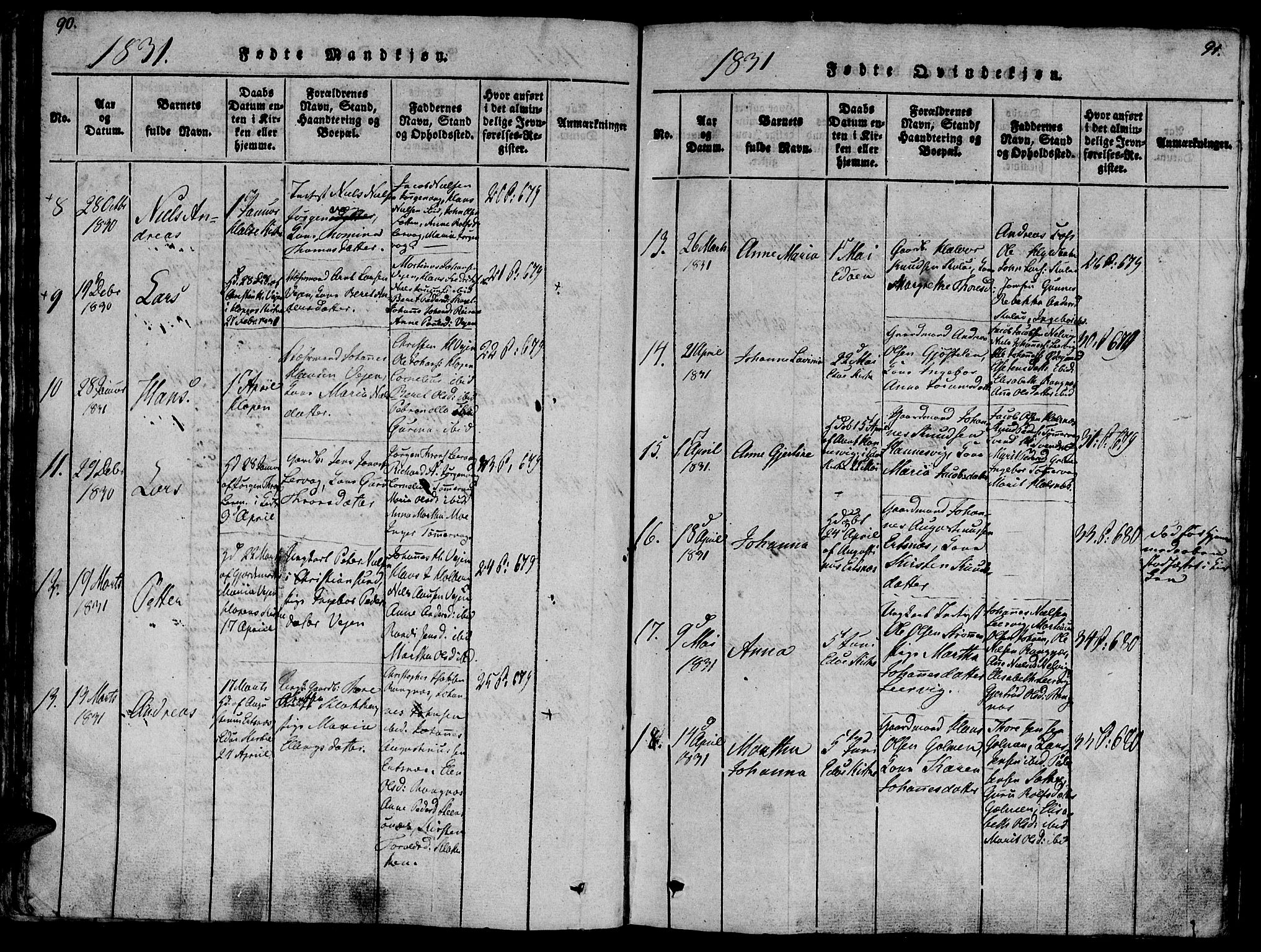 Ministerialprotokoller, klokkerbøker og fødselsregistre - Møre og Romsdal, SAT/A-1454/581/L0933: Parish register (official) no. 581A03 /1, 1819-1836, p. 90-91