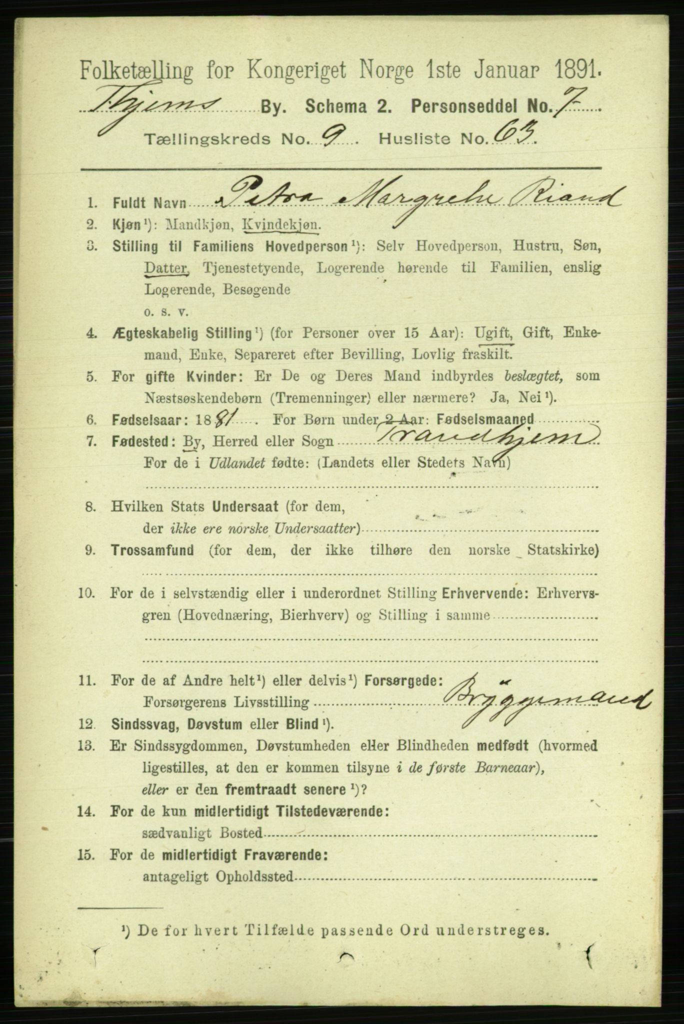 RA, 1891 census for 1601 Trondheim, 1891, p. 8321