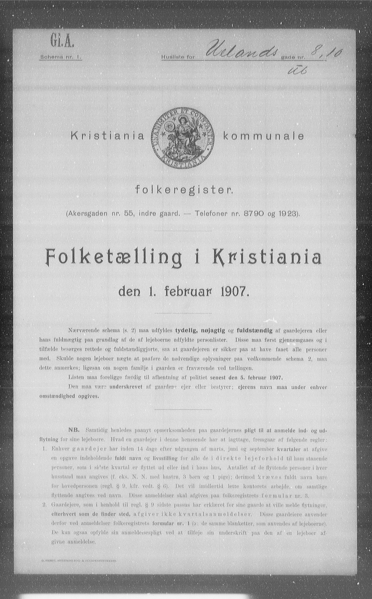 OBA, Municipal Census 1907 for Kristiania, 1907, p. 60327