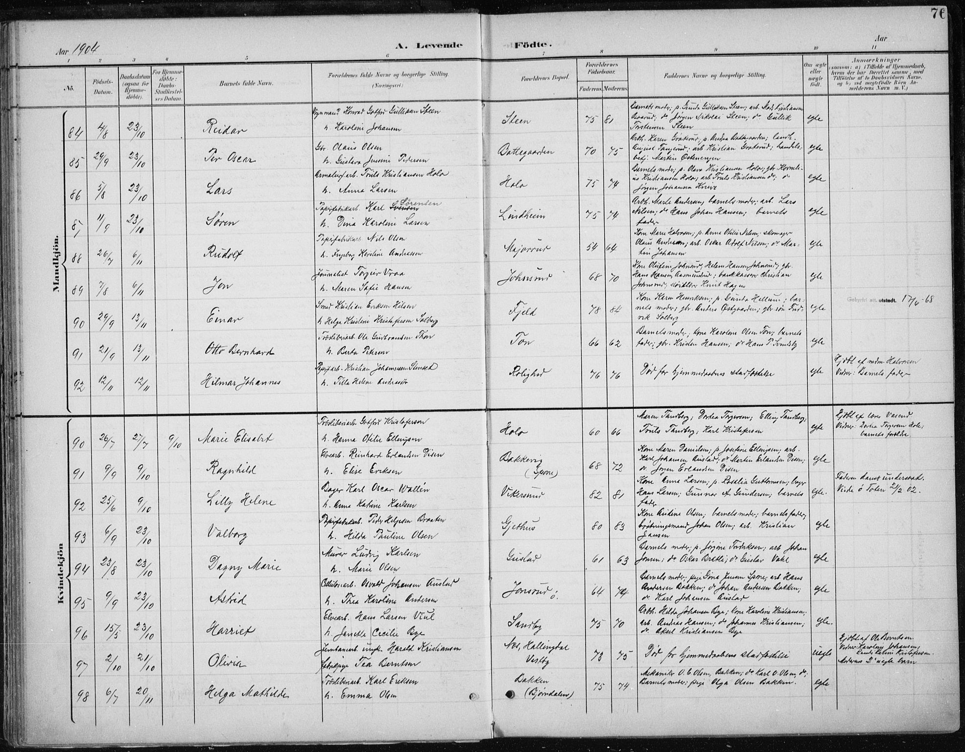 Modum kirkebøker, AV/SAKO-A-234/F/Fa/L0013: Parish register (official) no. 13, 1899-1907, p. 76