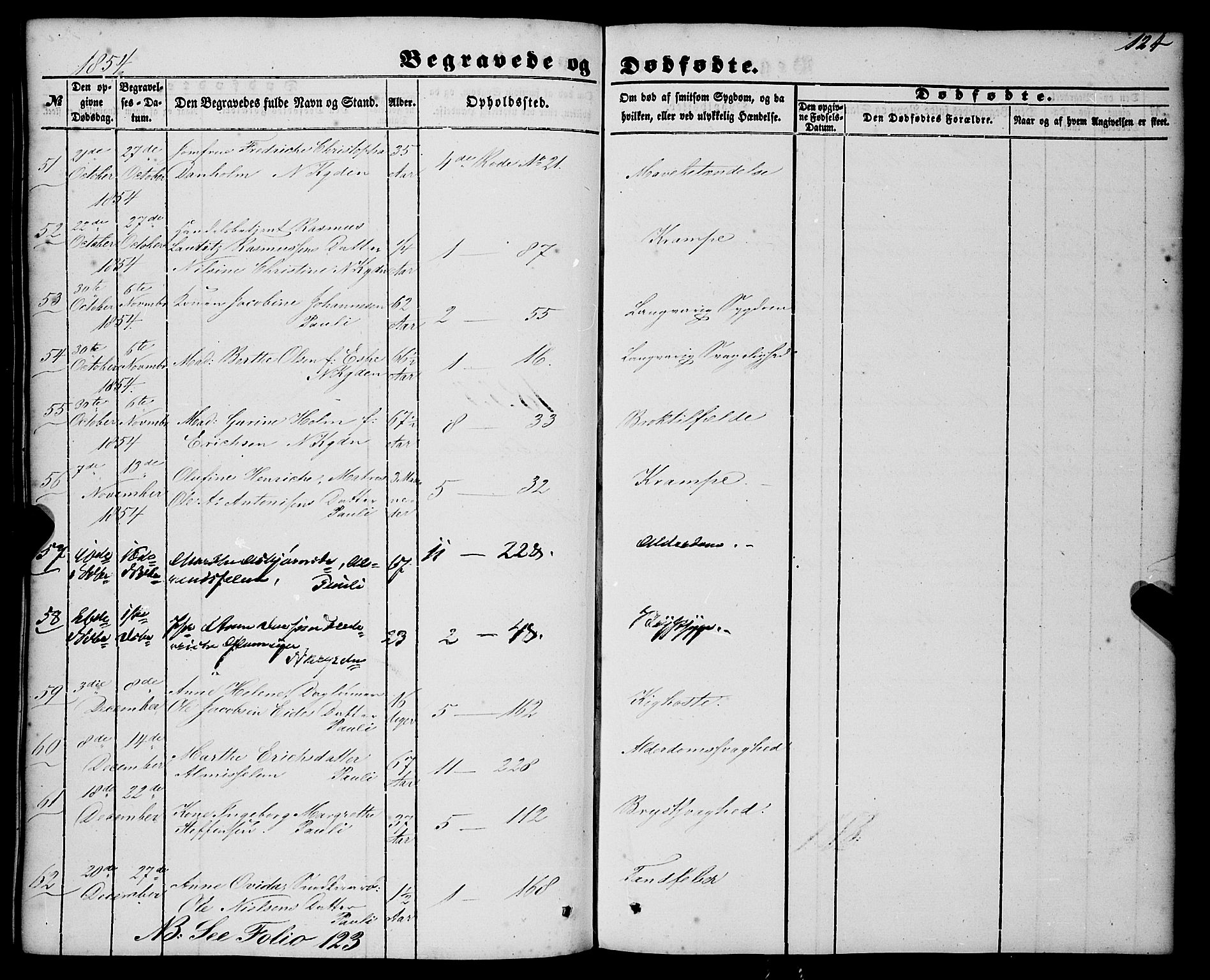 Nykirken Sokneprestembete, AV/SAB-A-77101/H/Haa/L0042: Parish register (official) no. E 2, 1850-1868, p. 124