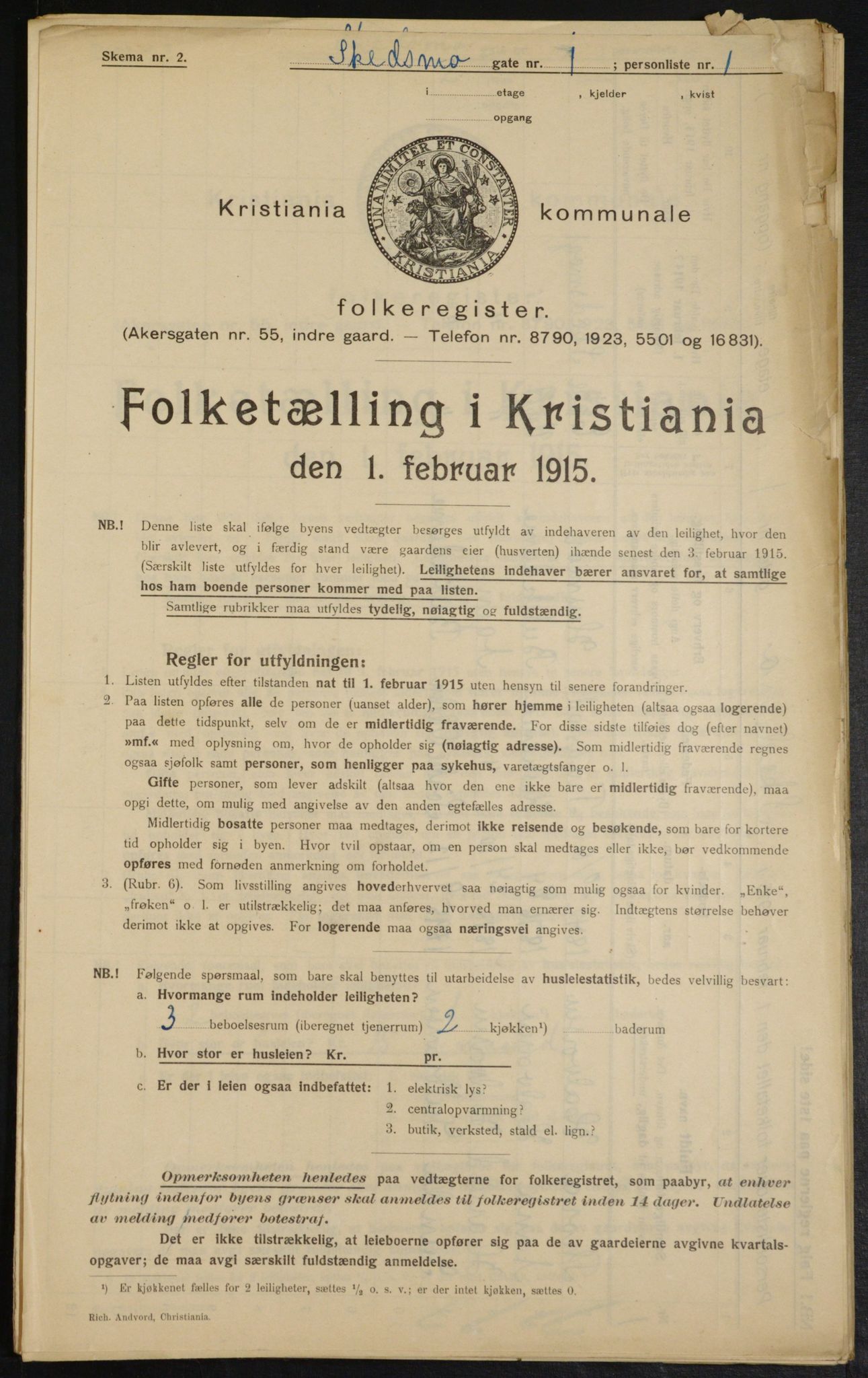 OBA, Municipal Census 1915 for Kristiania, 1915, p. 95133