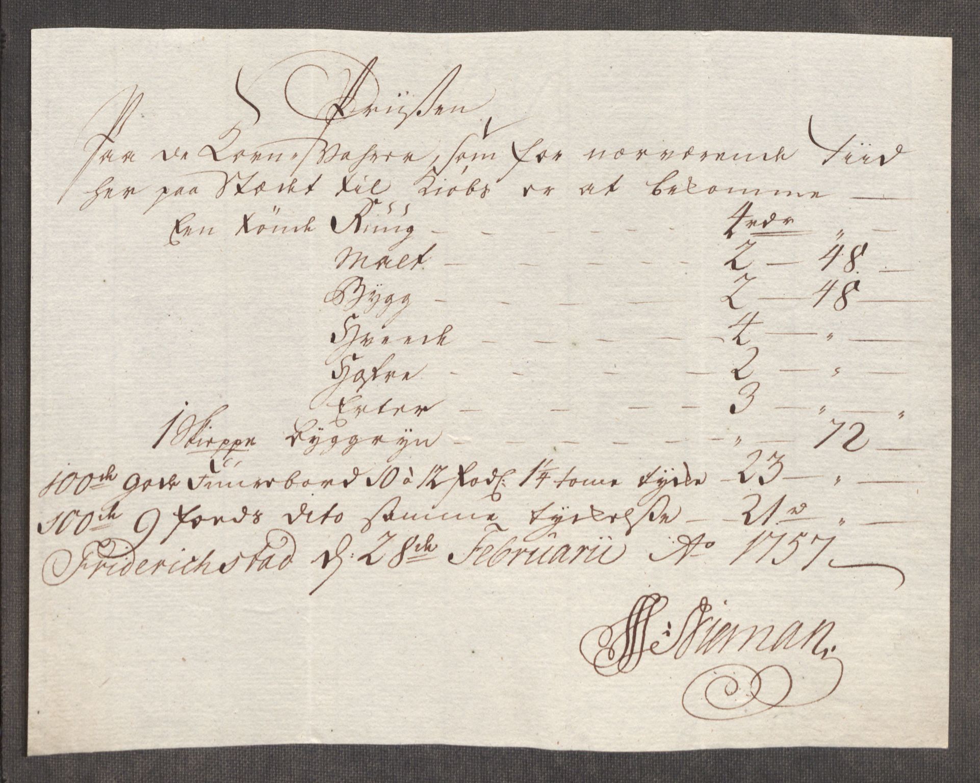 Rentekammeret inntil 1814, Realistisk ordnet avdeling, AV/RA-EA-4070/Oe/L0005: [Ø1]: Priskuranter, 1753-1757, p. 639