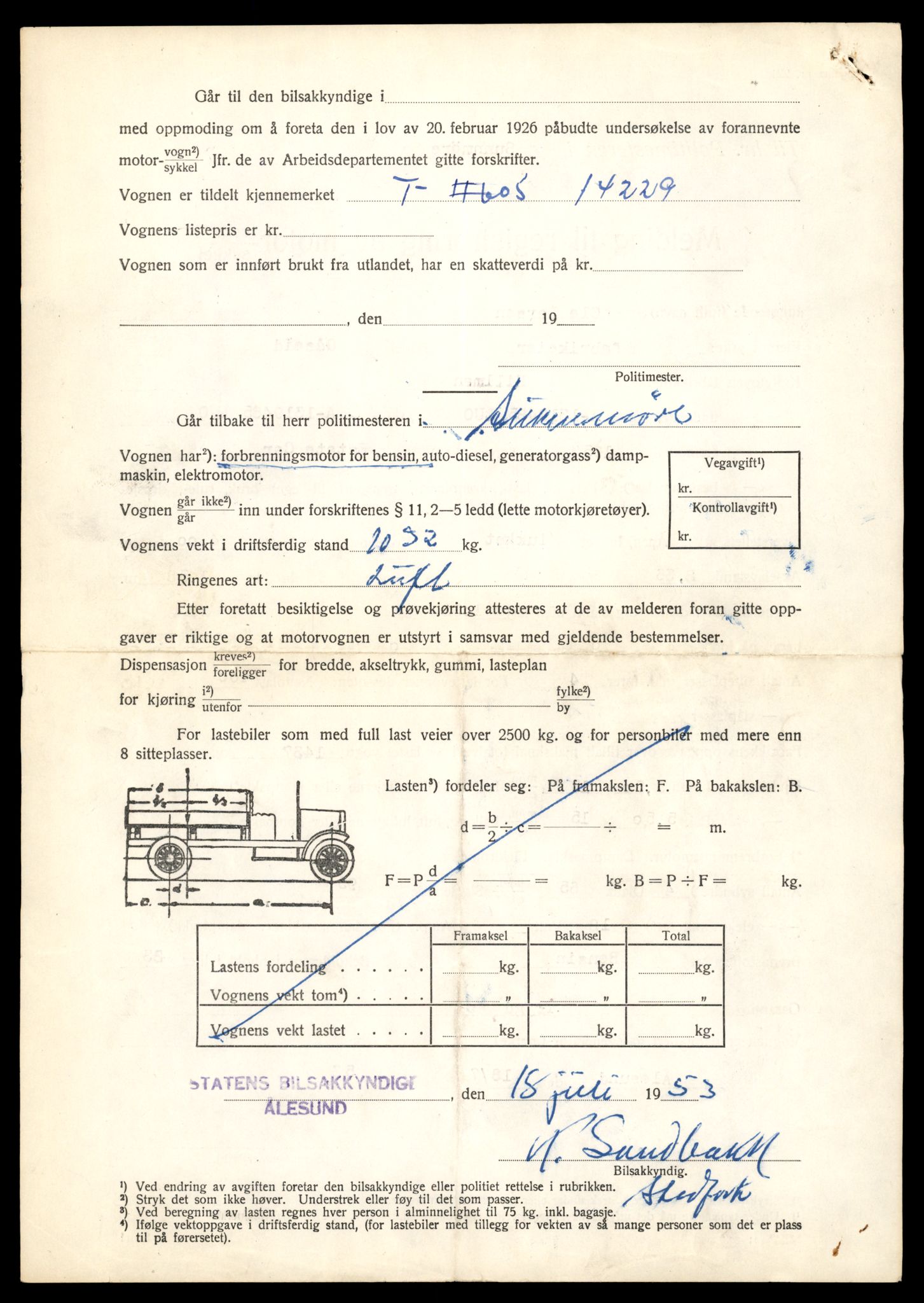 Møre og Romsdal vegkontor - Ålesund trafikkstasjon, SAT/A-4099/F/Fe/L0044: Registreringskort for kjøretøy T 14205 - T 14319, 1927-1998, p. 725