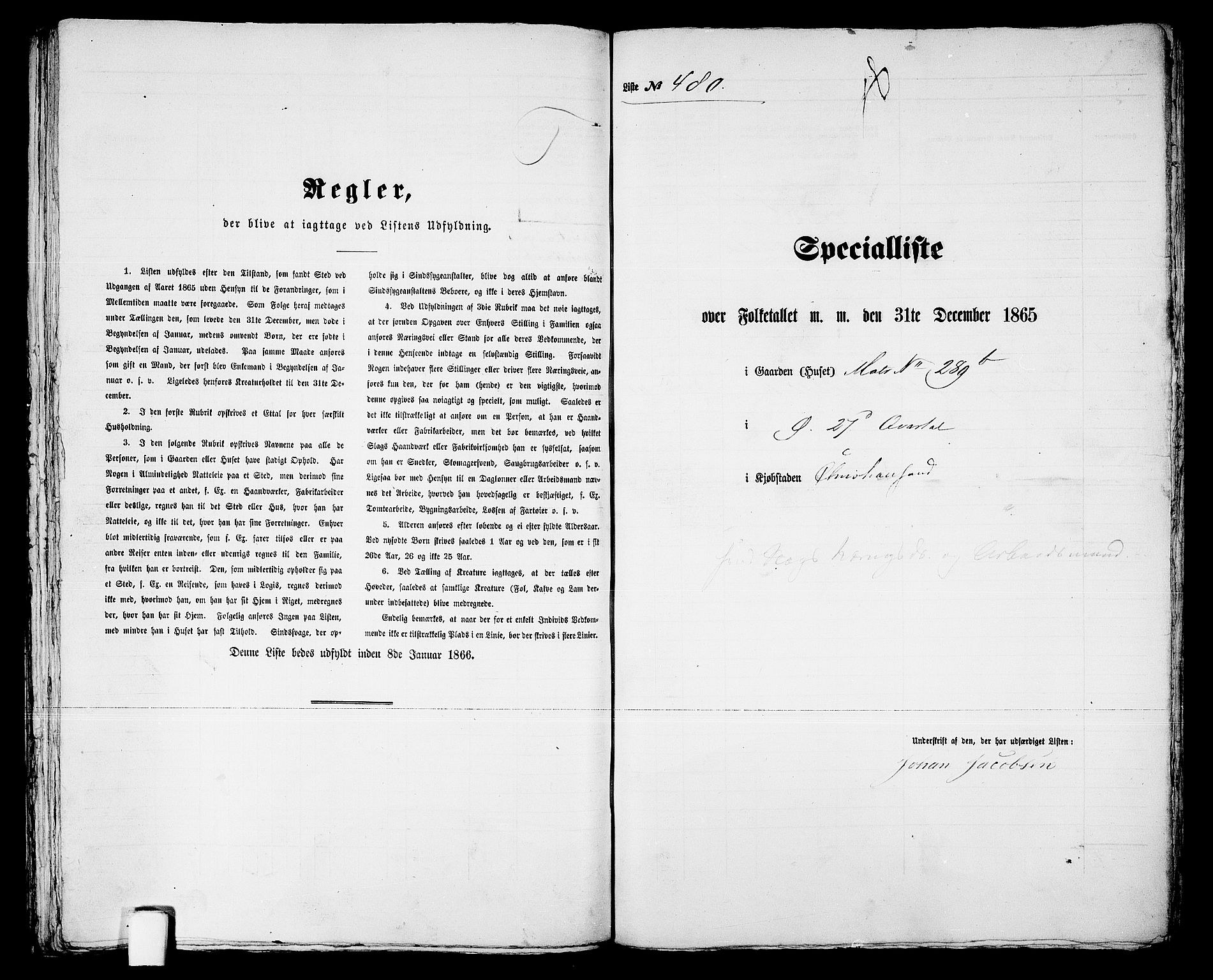 RA, 1865 census for Kristiansand, 1865, p. 982