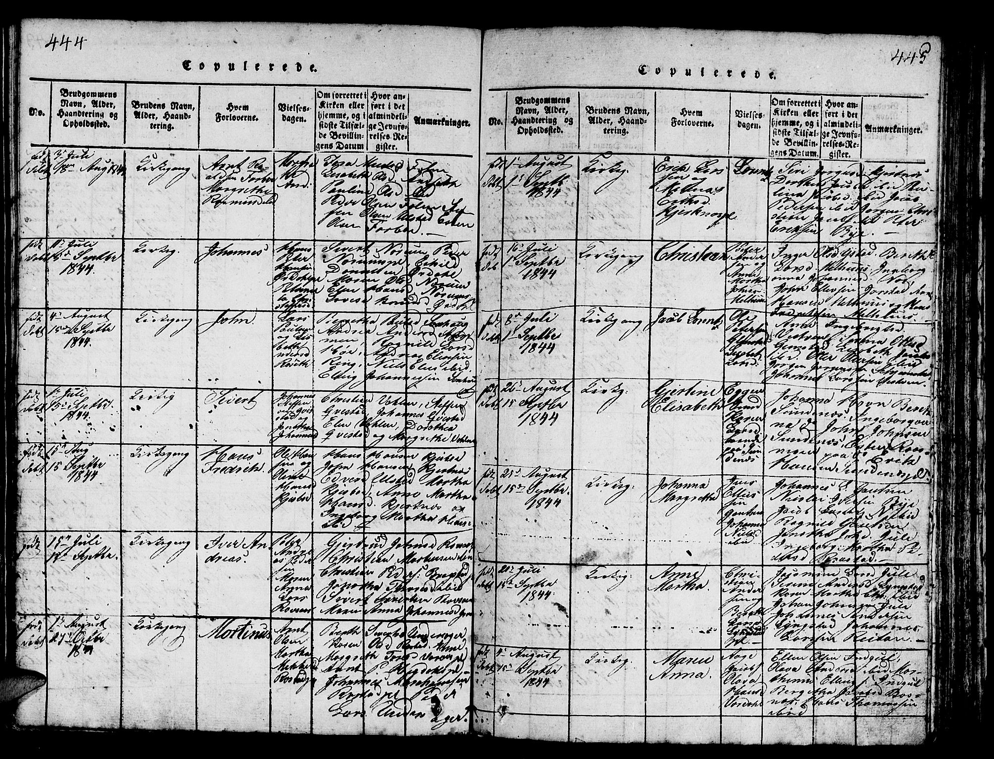 Ministerialprotokoller, klokkerbøker og fødselsregistre - Nord-Trøndelag, AV/SAT-A-1458/730/L0298: Parish register (copy) no. 730C01, 1816-1849, p. 444-445