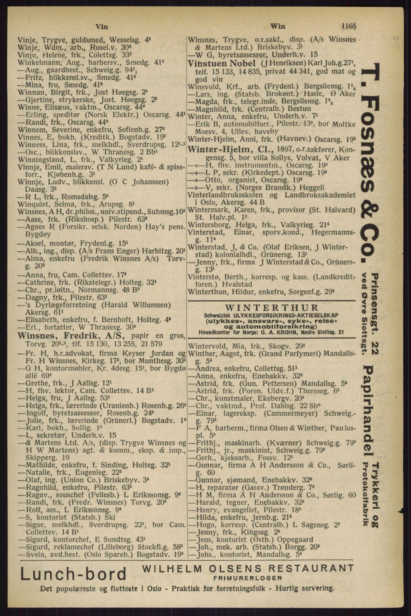 Kristiania/Oslo adressebok, PUBL/-, 1927, p. 1165