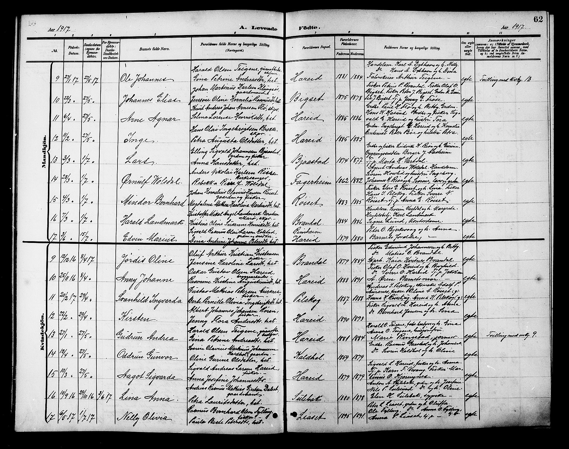 Ministerialprotokoller, klokkerbøker og fødselsregistre - Møre og Romsdal, SAT/A-1454/510/L0126: Parish register (copy) no. 510C03, 1900-1922, p. 62