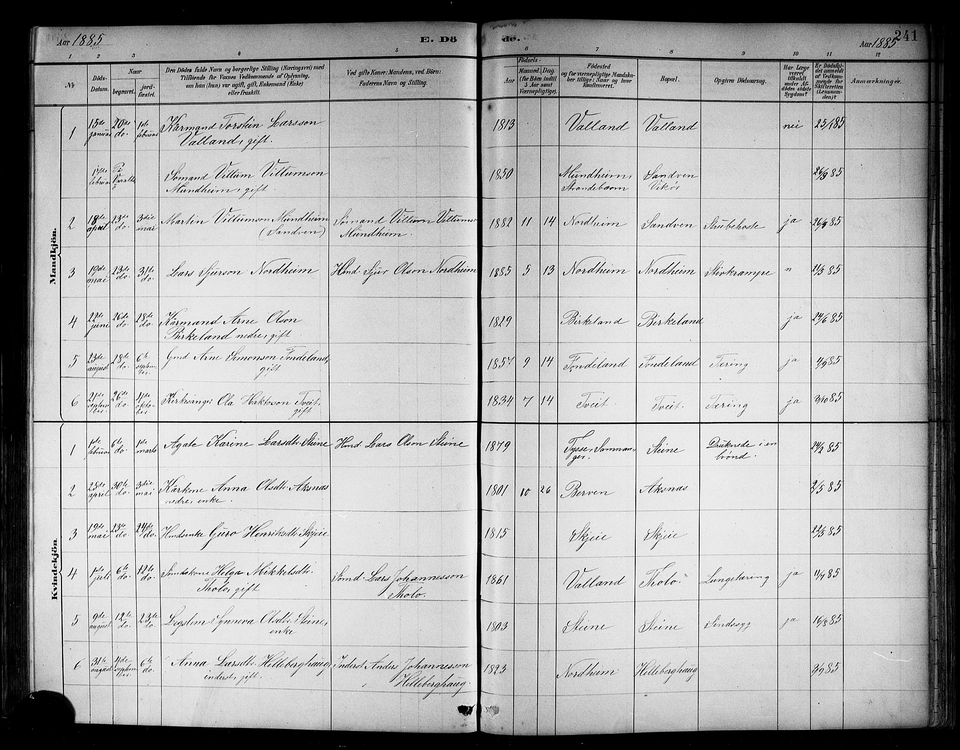 Kvam sokneprestembete, SAB/A-76201/H/Hab: Parish register (copy) no. B 3, 1884-1916, p. 241