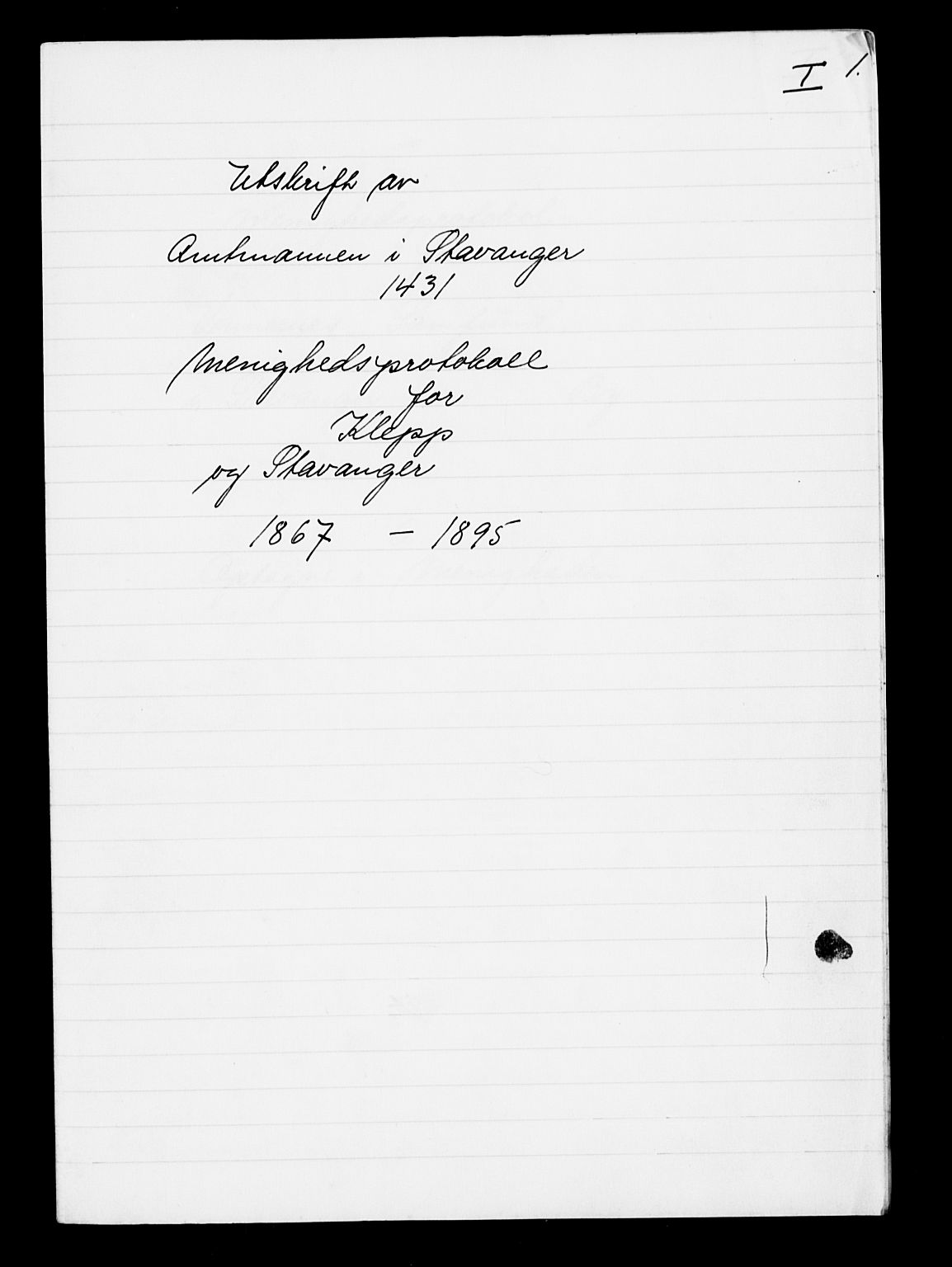 Pa 0160 - Vennenes Samfunn, Stavanger, AV/SAST-A-100269/F: Dissenter register no. -, 1840-1900