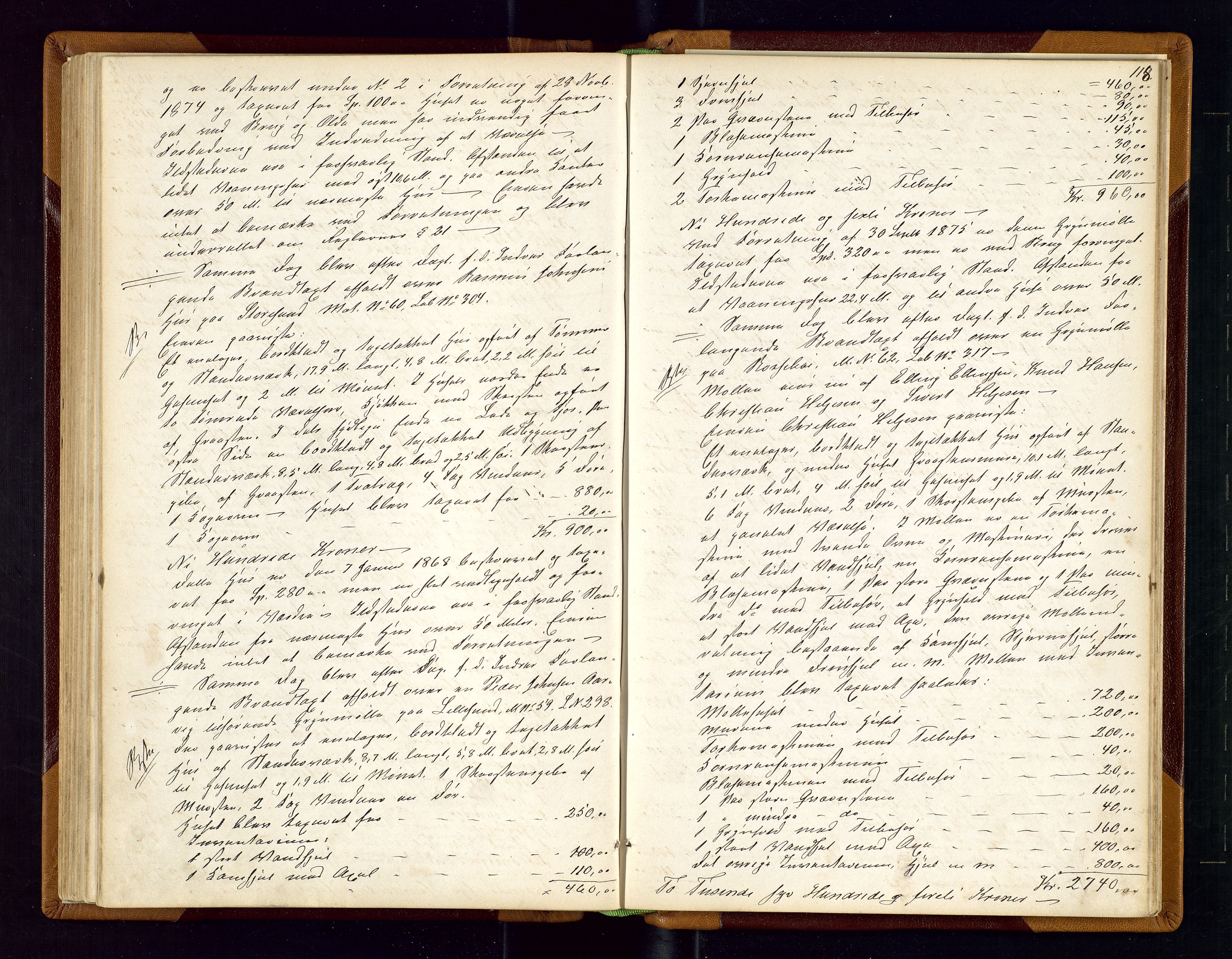 Torvestad lensmannskontor, AV/SAST-A-100307/1/Goa/L0001: "Brandtaxationsprotokol for Torvestad Thinglag", 1867-1883, p. 117b-118a