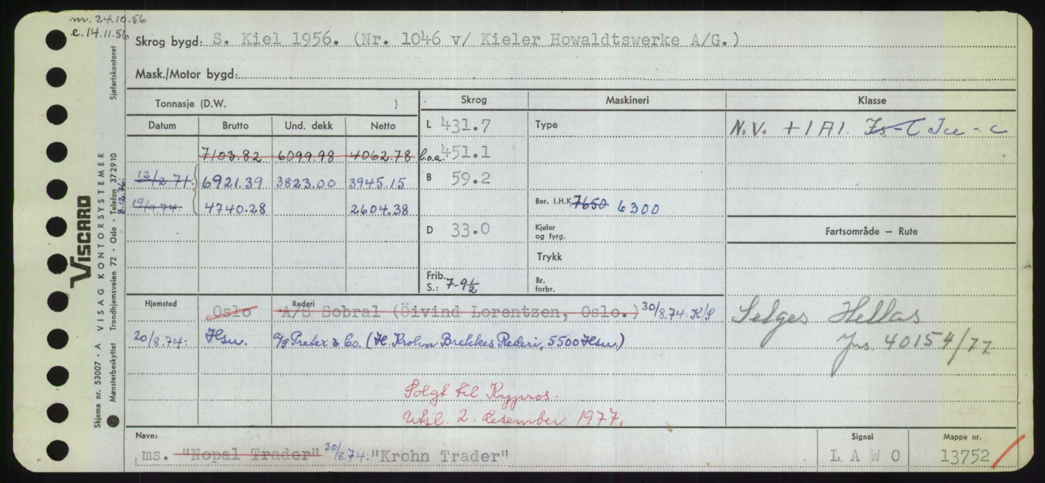 Sjøfartsdirektoratet med forløpere, Skipsmålingen, AV/RA-S-1627/H/Hd/L0021: Fartøy, Kor-Kår, p. 189