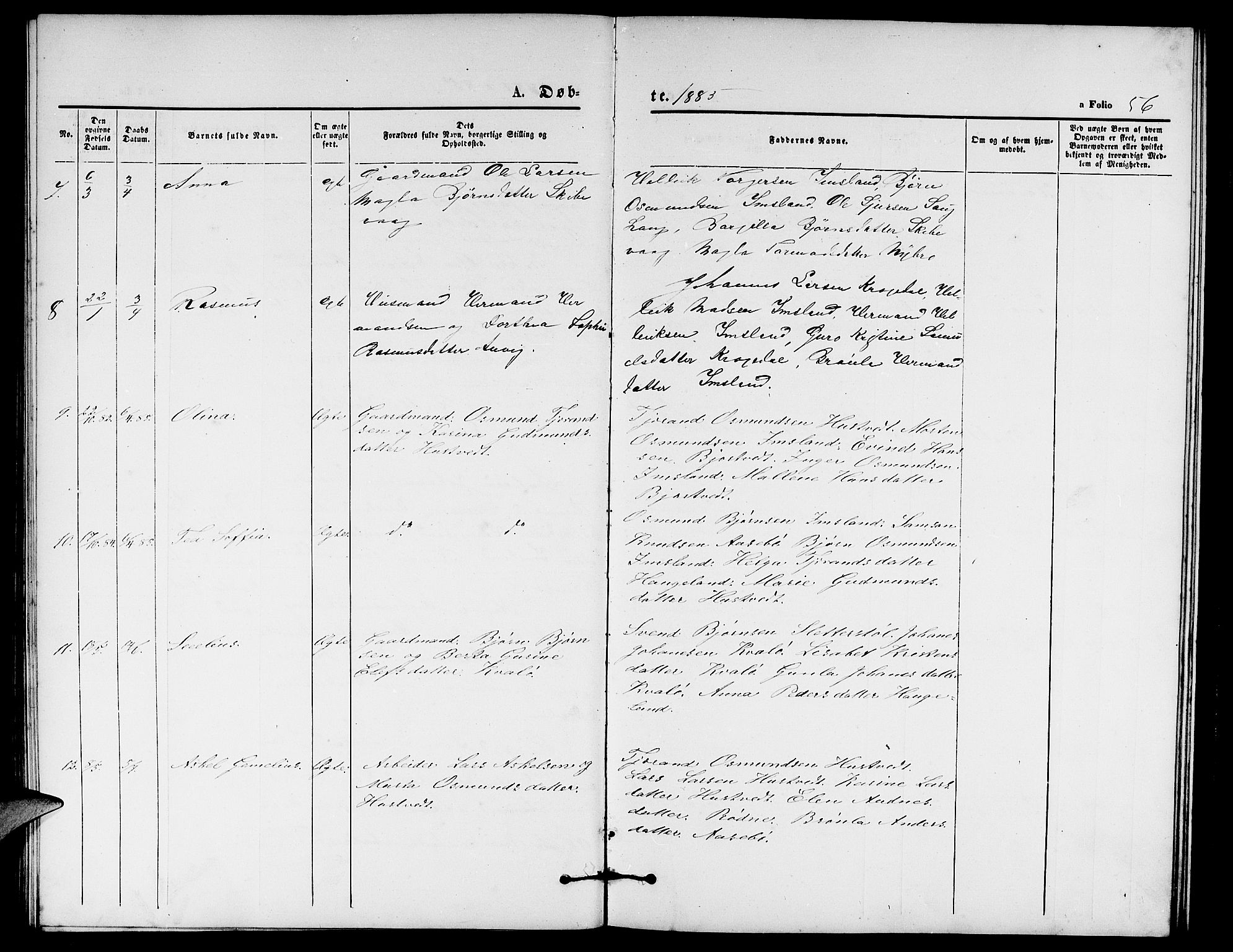 Vikedal sokneprestkontor, AV/SAST-A-101840/01/V: Parish register (copy) no. B 4, 1868-1890, p. 56