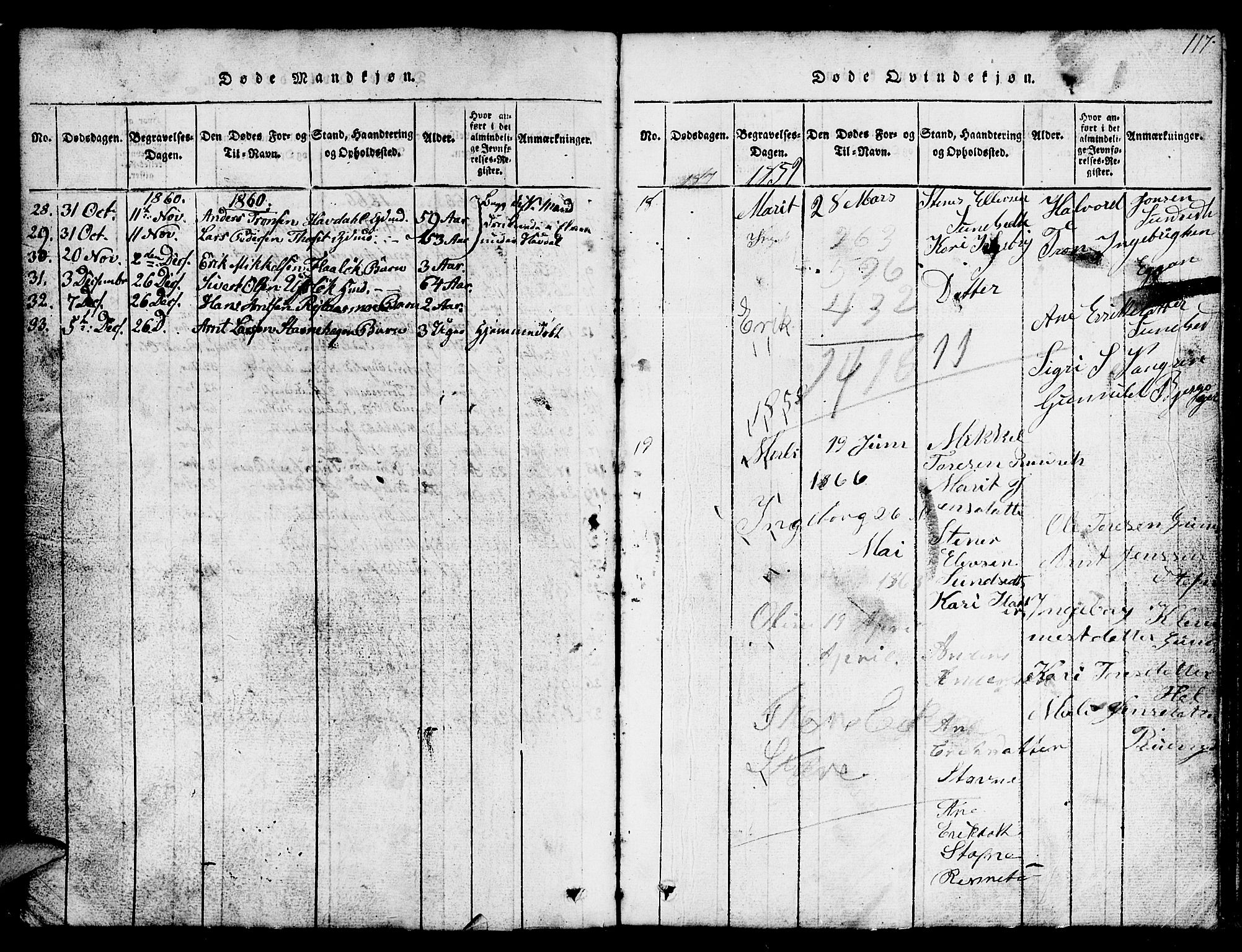 Ministerialprotokoller, klokkerbøker og fødselsregistre - Sør-Trøndelag, SAT/A-1456/674/L0874: Parish register (copy) no. 674C01, 1816-1860, p. 117