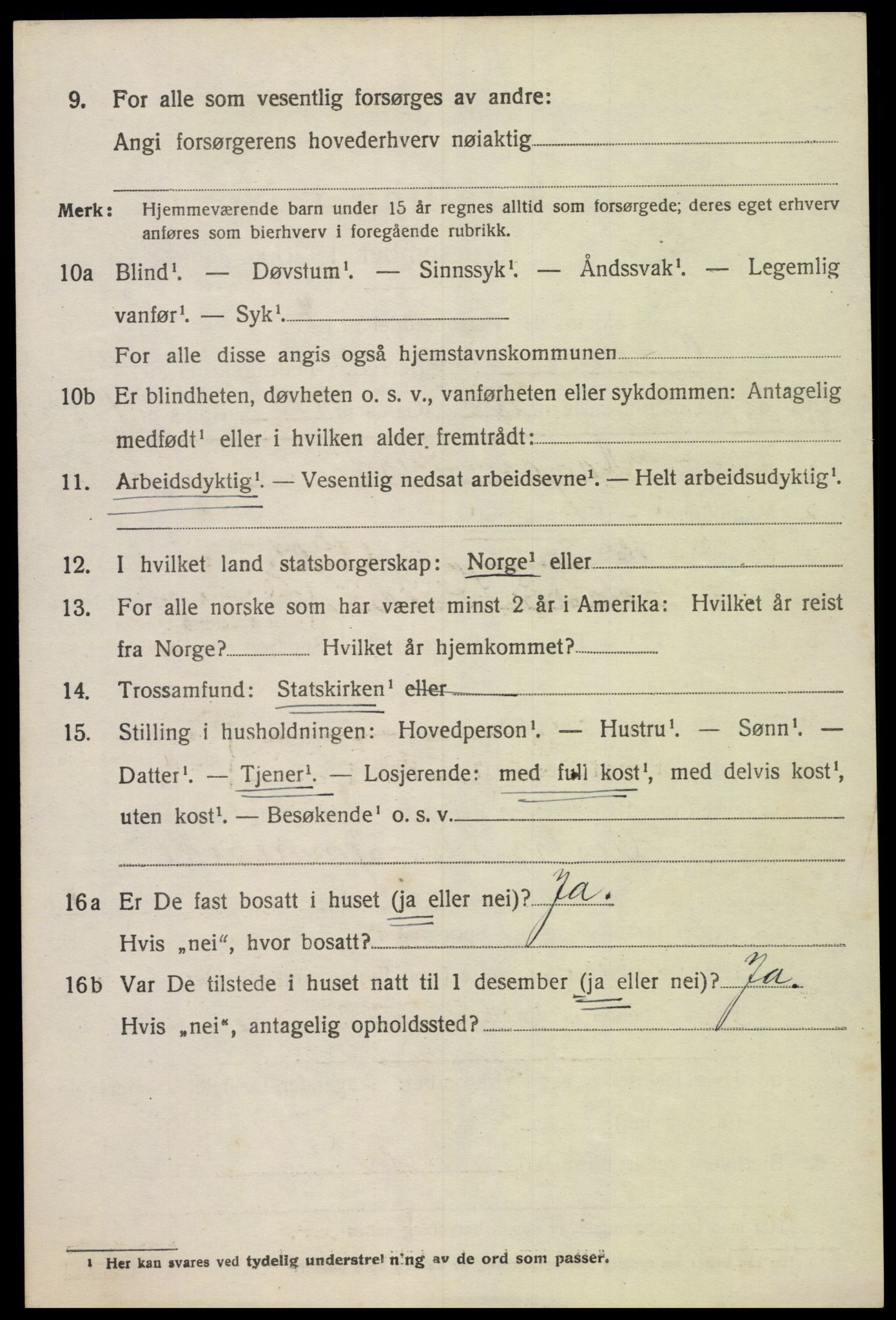 SAK, 1920 census for Oddernes, 1920, p. 9856