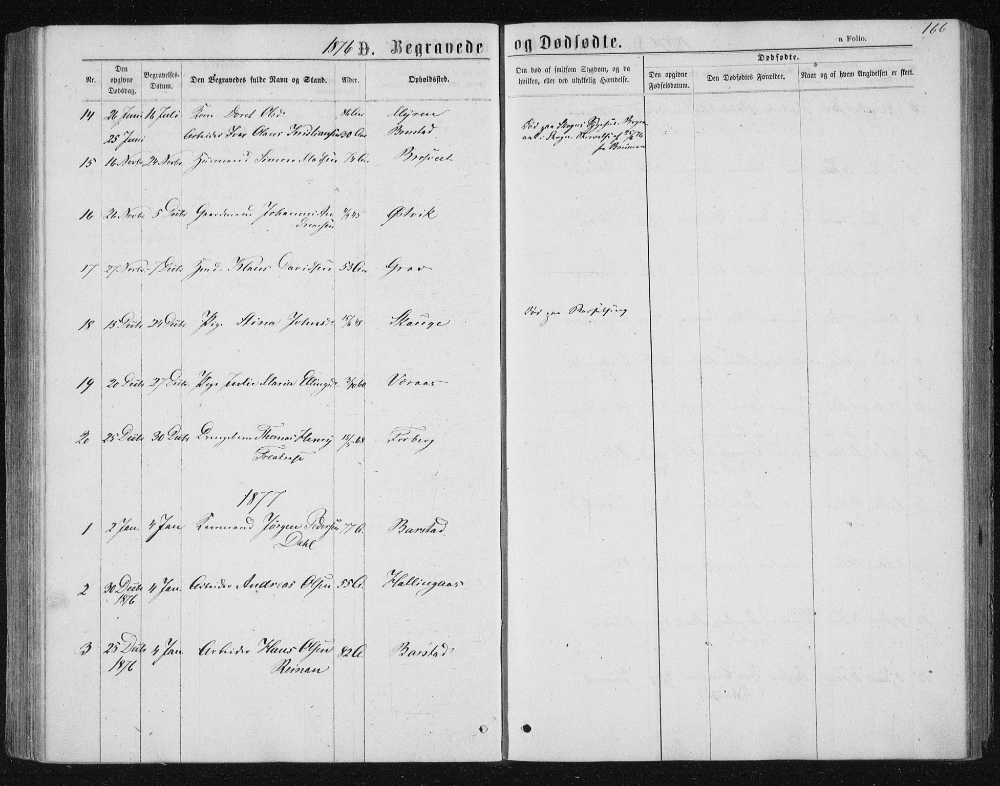 Ministerialprotokoller, klokkerbøker og fødselsregistre - Nord-Trøndelag, SAT/A-1458/722/L0219: Parish register (official) no. 722A06, 1868-1880, p. 166