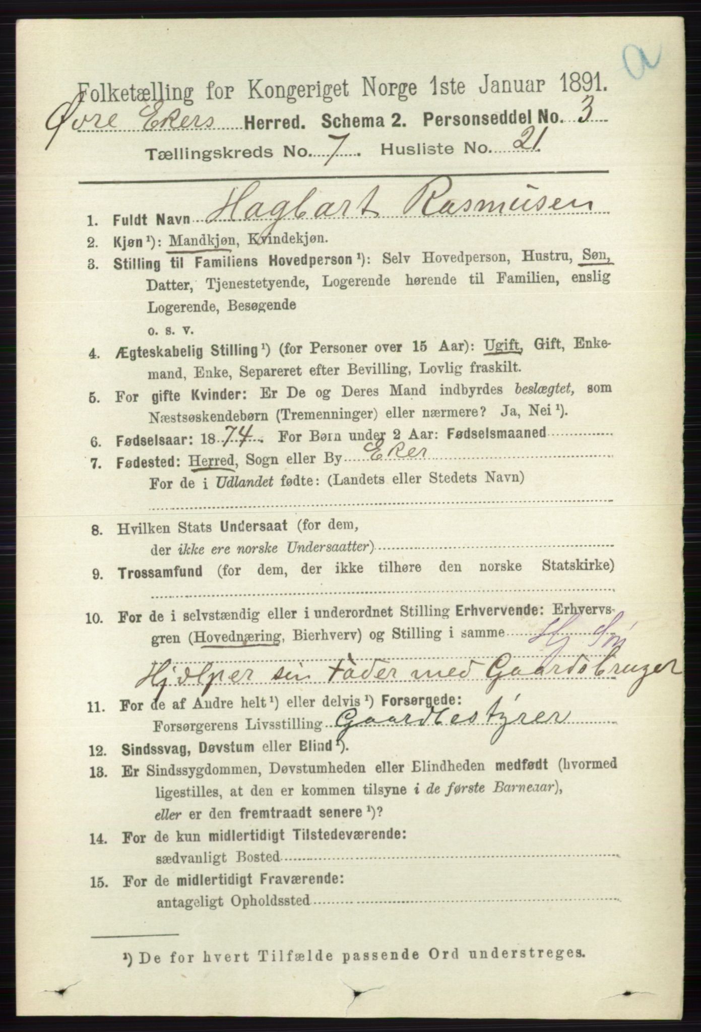 RA, 1891 census for 0624 Øvre Eiker, 1891, p. 2773